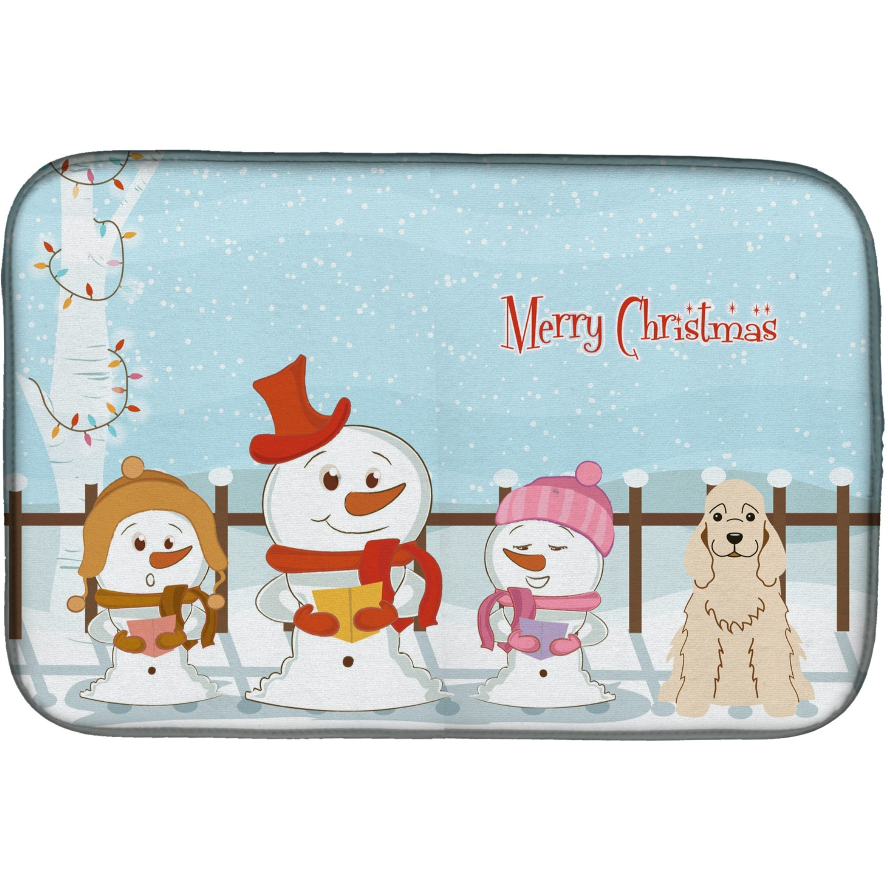 &quotCaroline's Treasures Merry Christmas Carolers Cocker Spaniel Buff Dish Drying Mat, 14"" x 21"""
