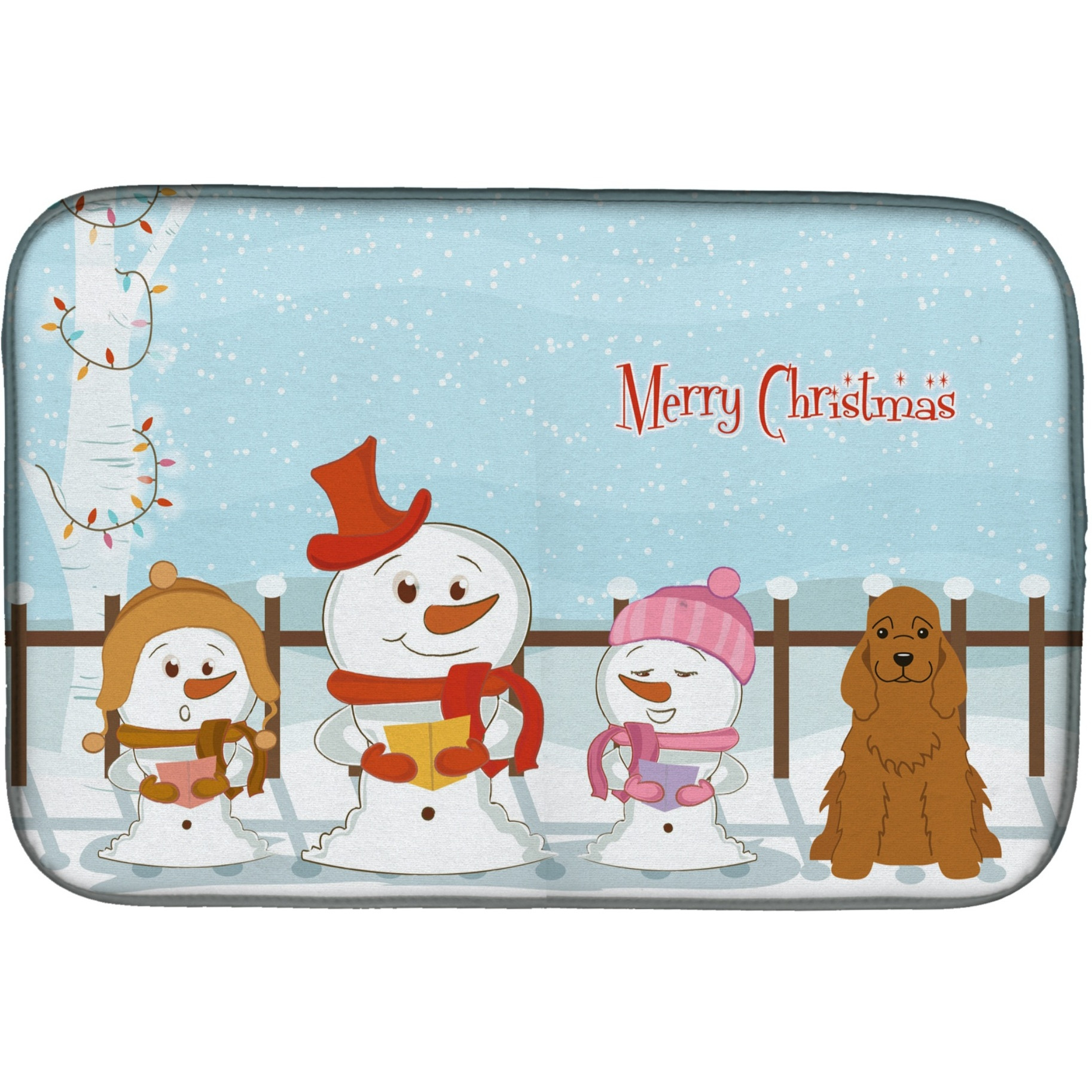 &quotCaroline's Treasures Merry Christmas Carolers Cocker Spaniel Red Dish Drying Mat, 14"" x 21"""
