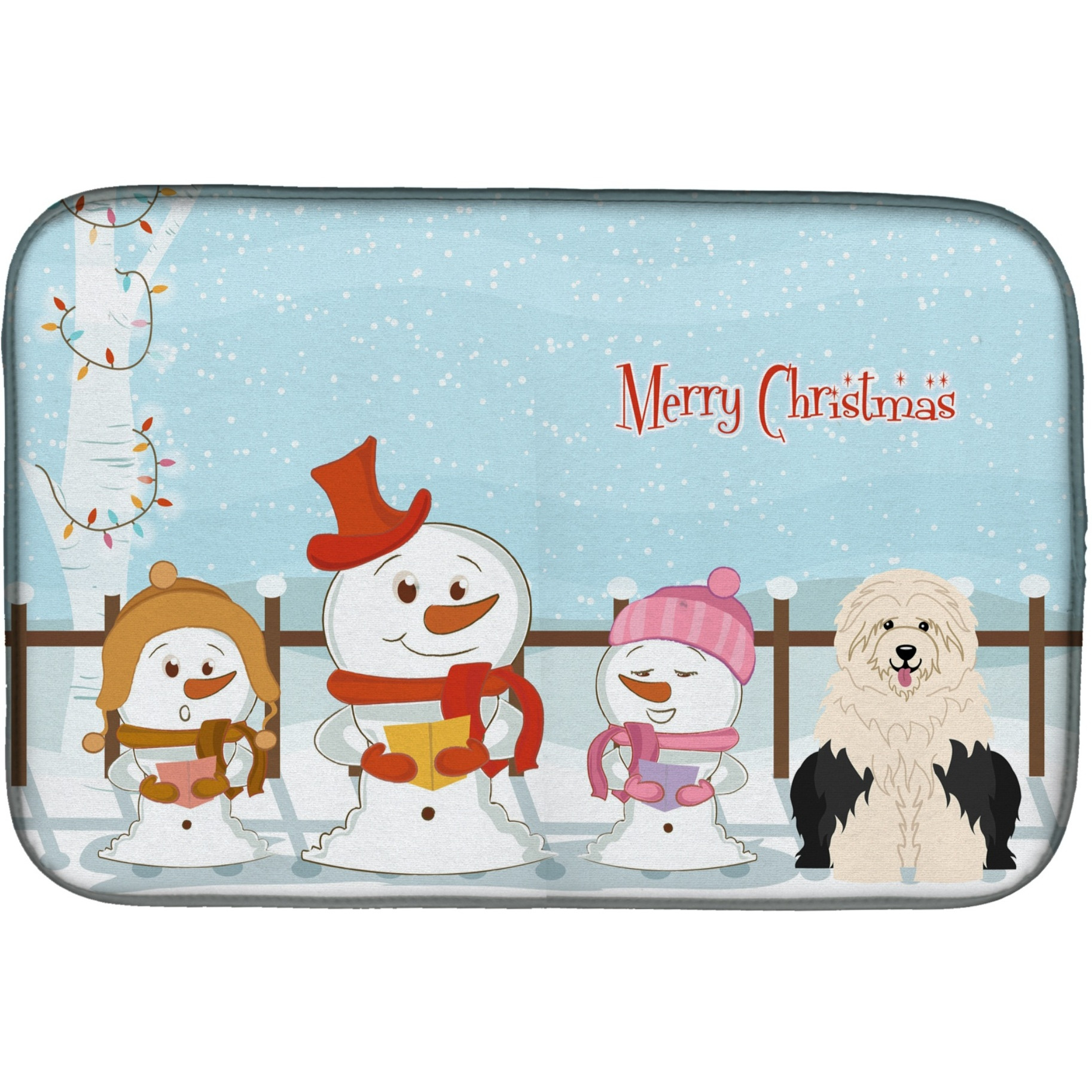 &quotCaroline's Treasures Old English Sheepdog Dish Drying Mat, 14"" x 21"", Christmas Carolers"