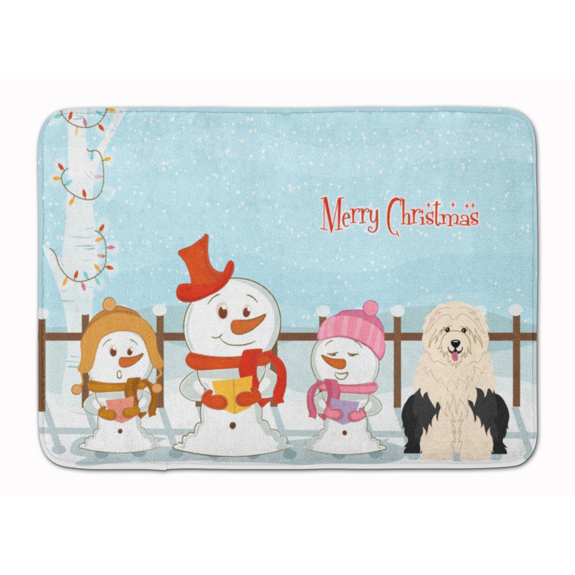 &quotCaroline's Treasures Merry Christmas Old English Sheepdog Floor Mat, 19"" x 27"", Multicolor"
