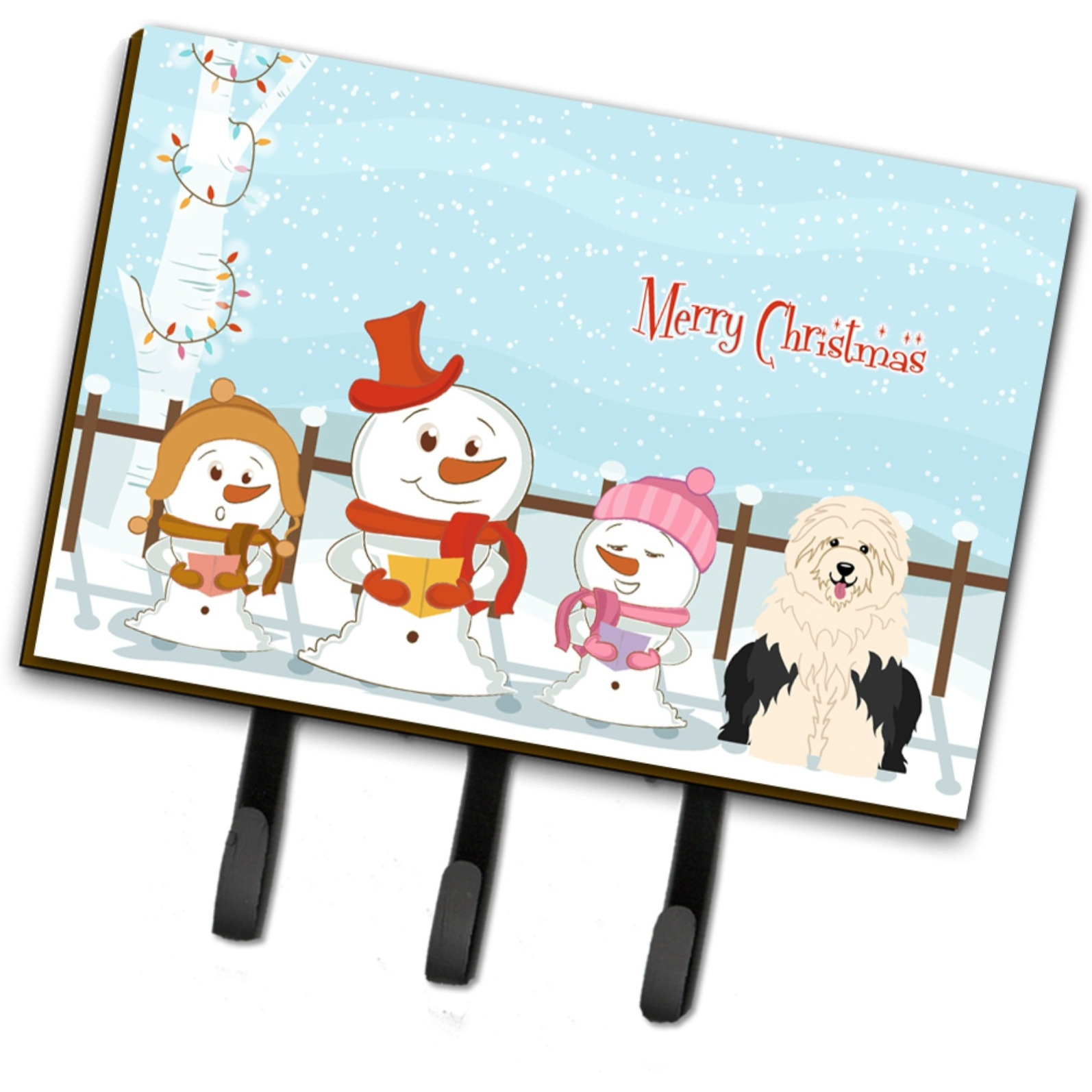 &quotCaroline's Treasures Merry Christmas Carolers Old English Sheepdog Leash or Key Holder BB2427TH68, Triple, Multicolor"