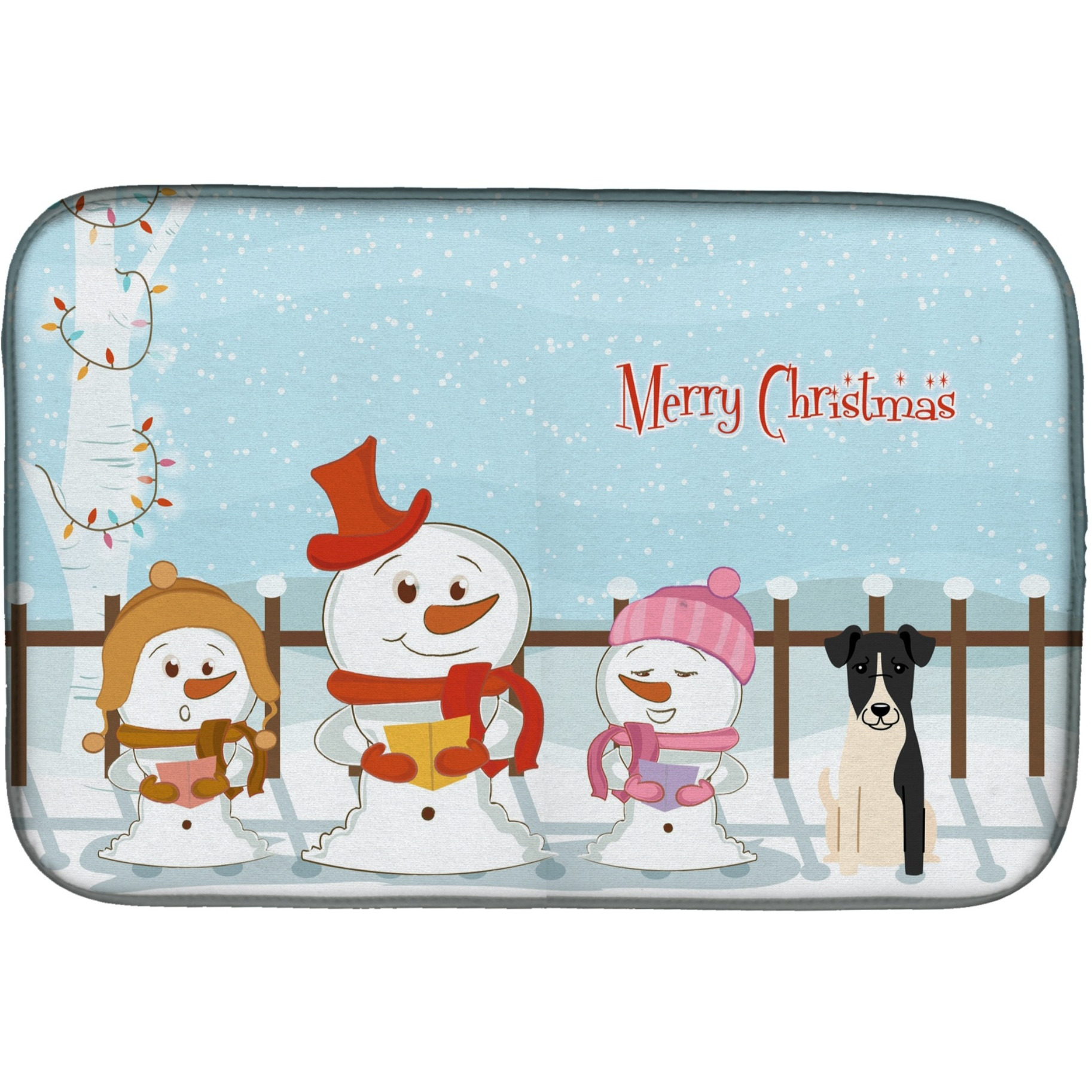 &quotCaroline's Treasures Merry Christmas Carolers Smooth Fox Terrier Dish Drying Mat, 14"" x 21"""