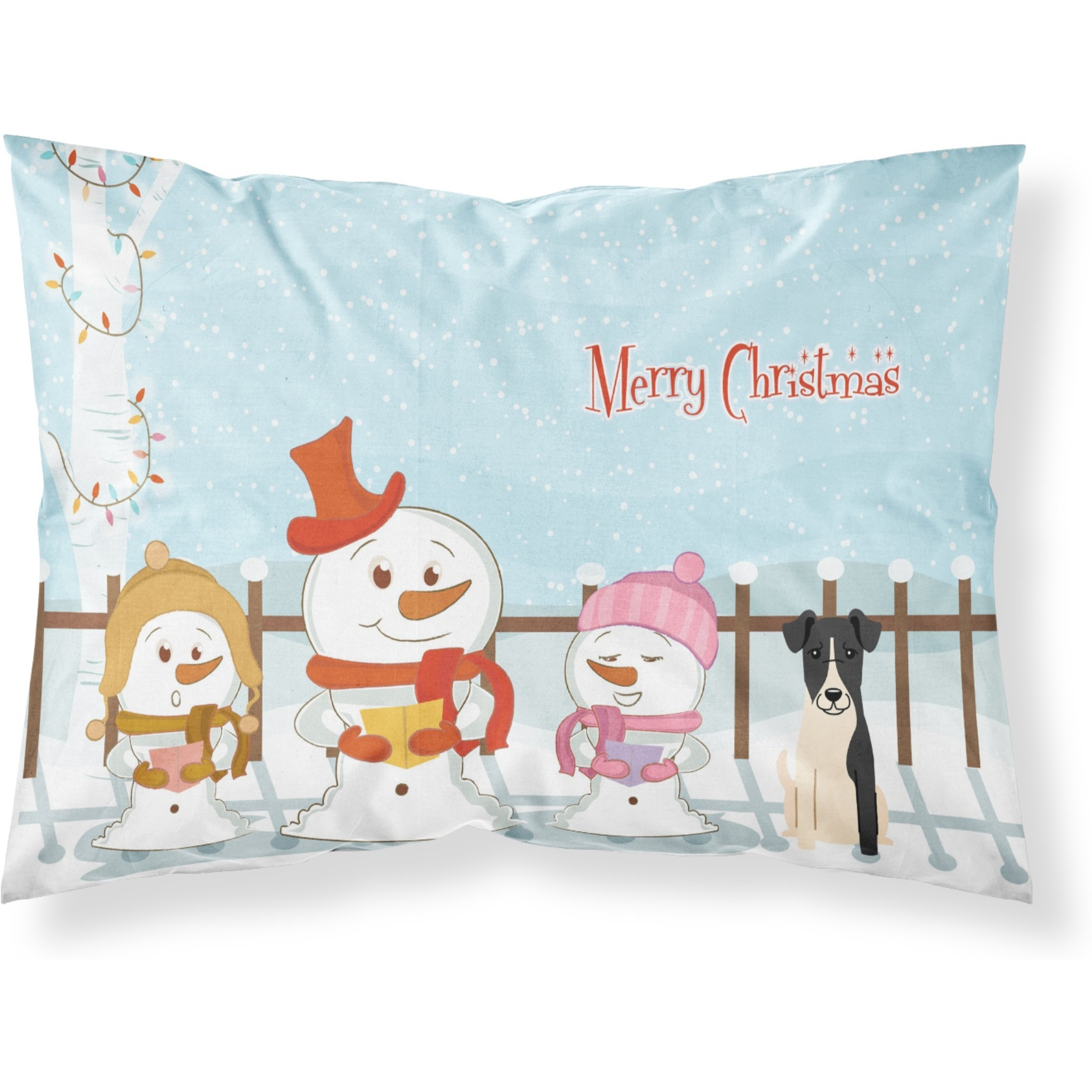 Caroline's Treasures Christmas Carolers Merry Smooth Fox Terrier Fabric Standard Pillowcase BB2429PILLOWCASE