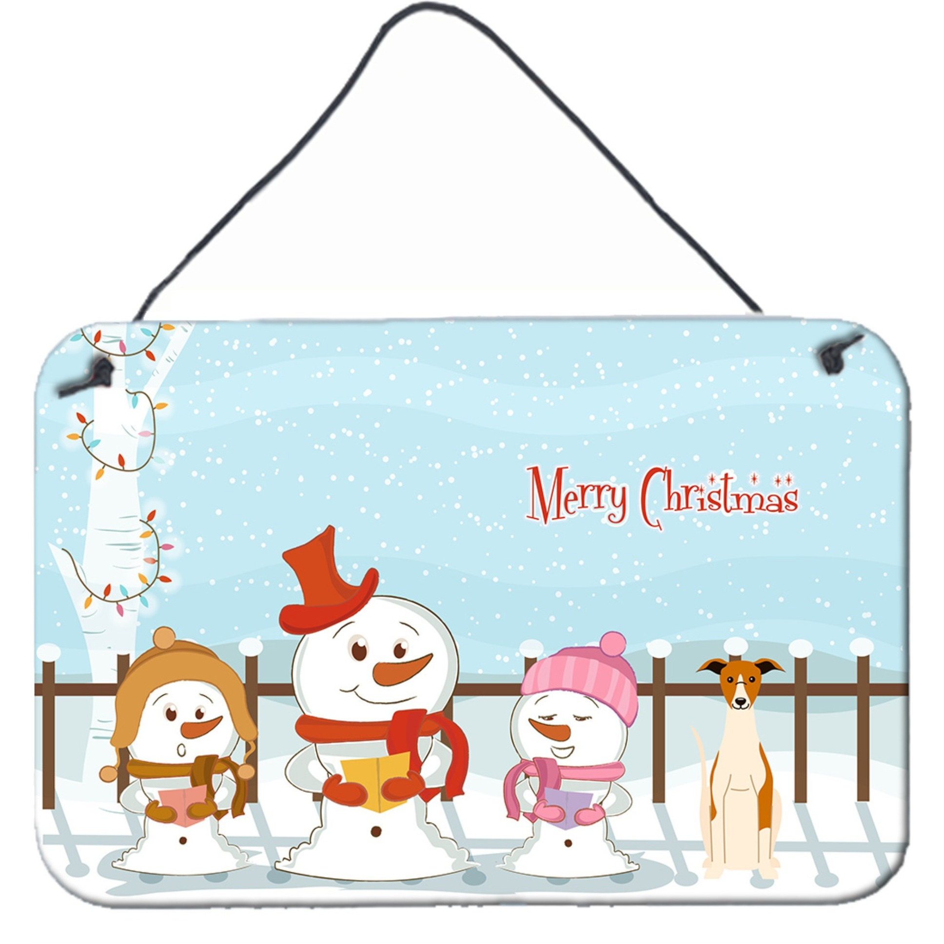 &quotCaroline's Treasures Merry Christmas Carolers Whippet Wall or Door Hanging Prints BB2430DS812, 8"" x 12"", Multicolor"