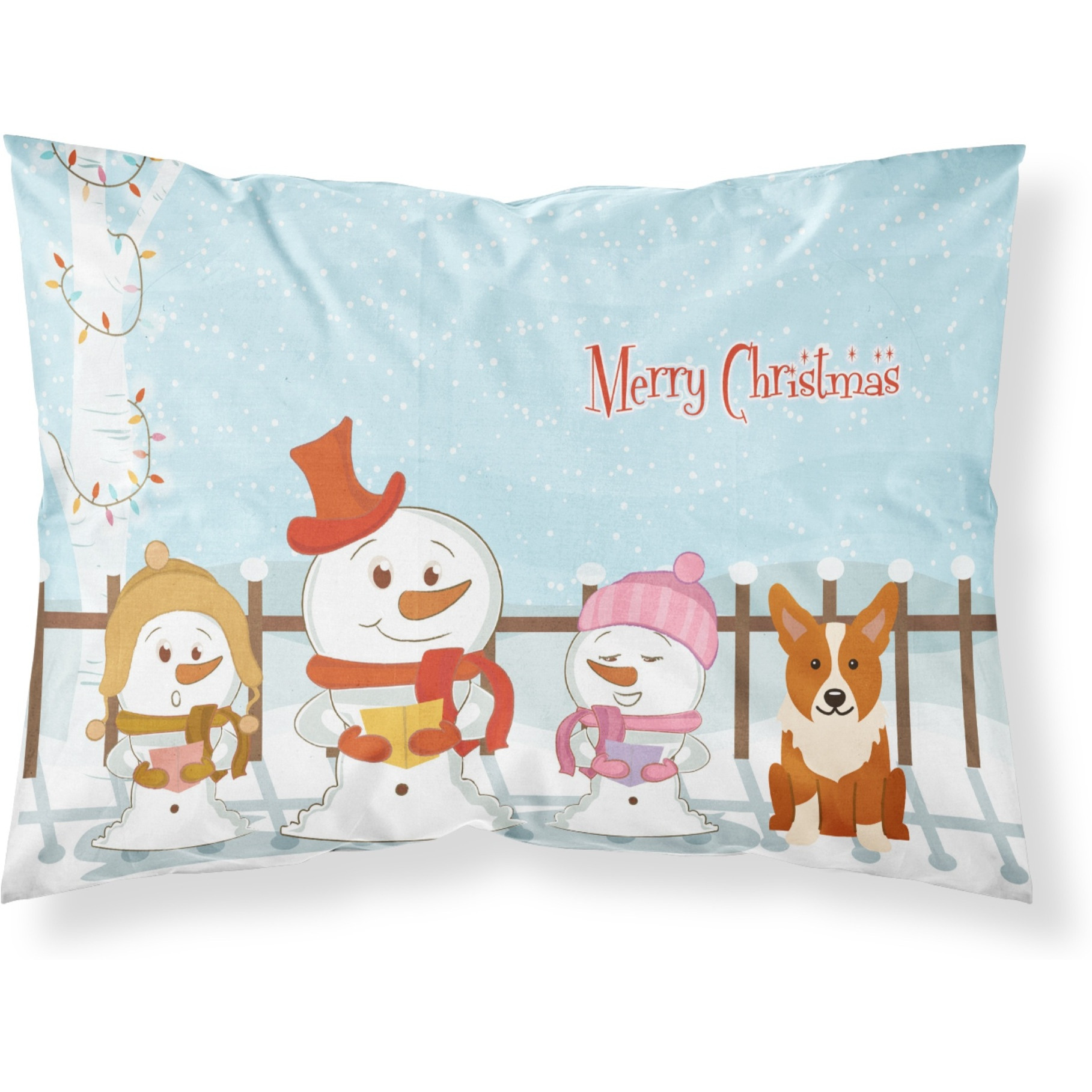 Caroline's Treasures Christmas Carolers Merry Corgi Fabric Standard Pillowcase BB2431PILLOWCASE