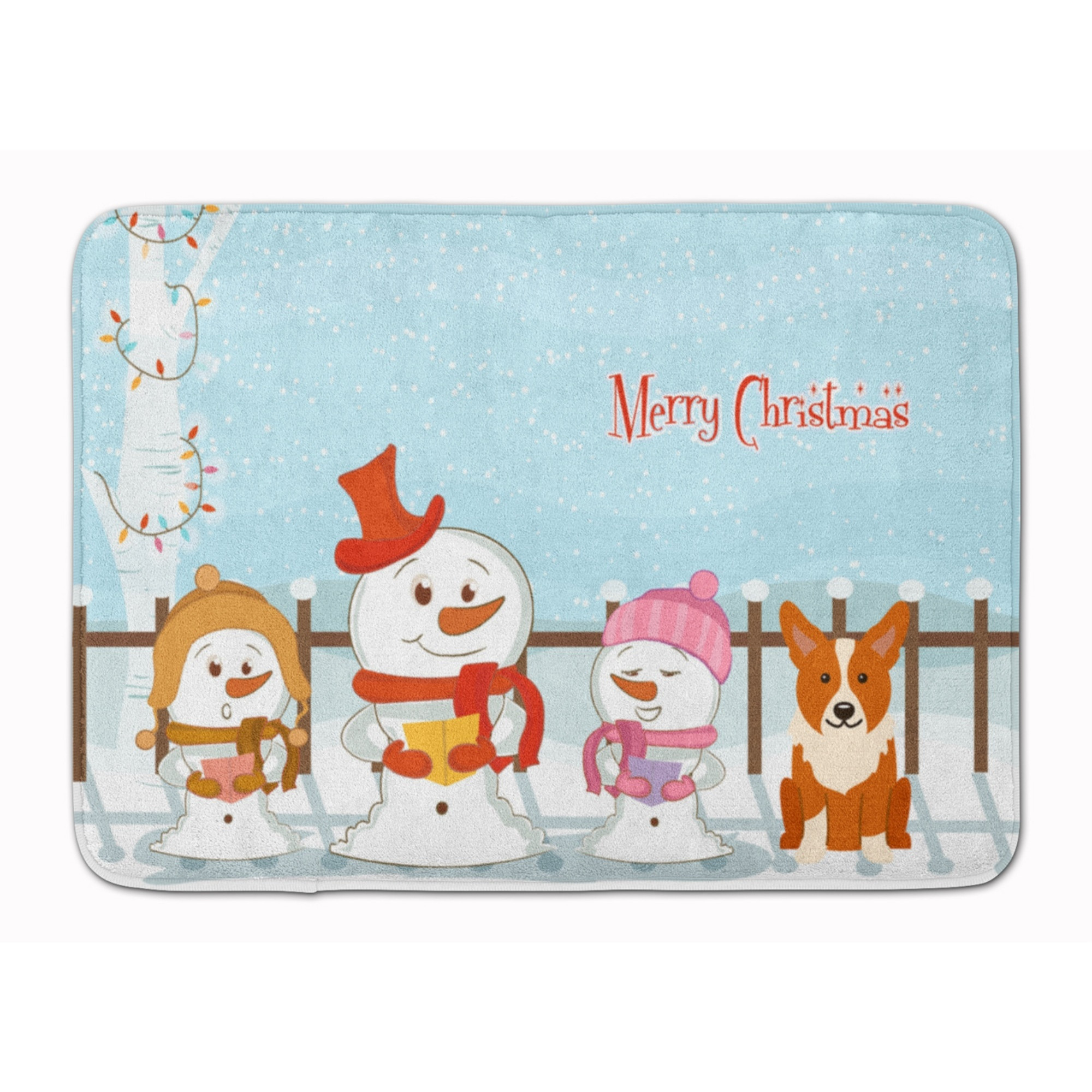 &quotCaroline's Treasures Merry Christmas Carolers Corgi Floor Mat, 19"" x 27"", Multicolor"