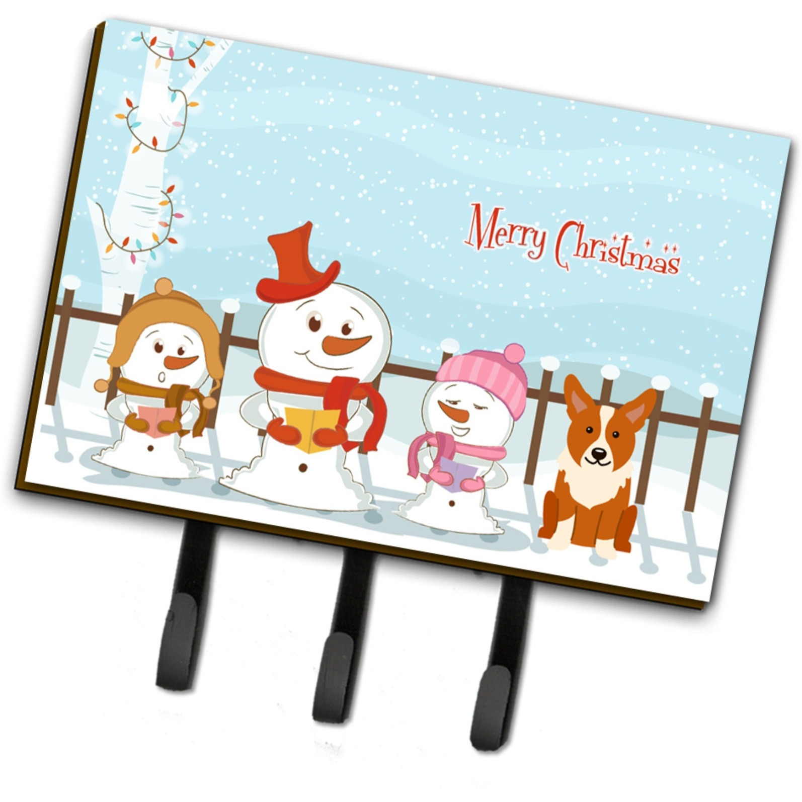 &quotCaroline's Treasures Christmas Carolers Merry Corgi Leash or Key Holder BB2431TH68, Triple"