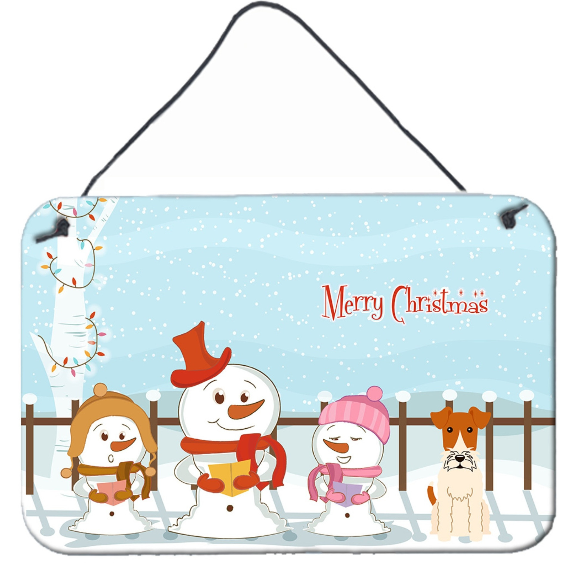 &quotCaroline's Treasures Christmas Carolers Merry Wire Fox Terrier Wall or Door Hanging Prints BB2432DS812, 8"" x 12"""