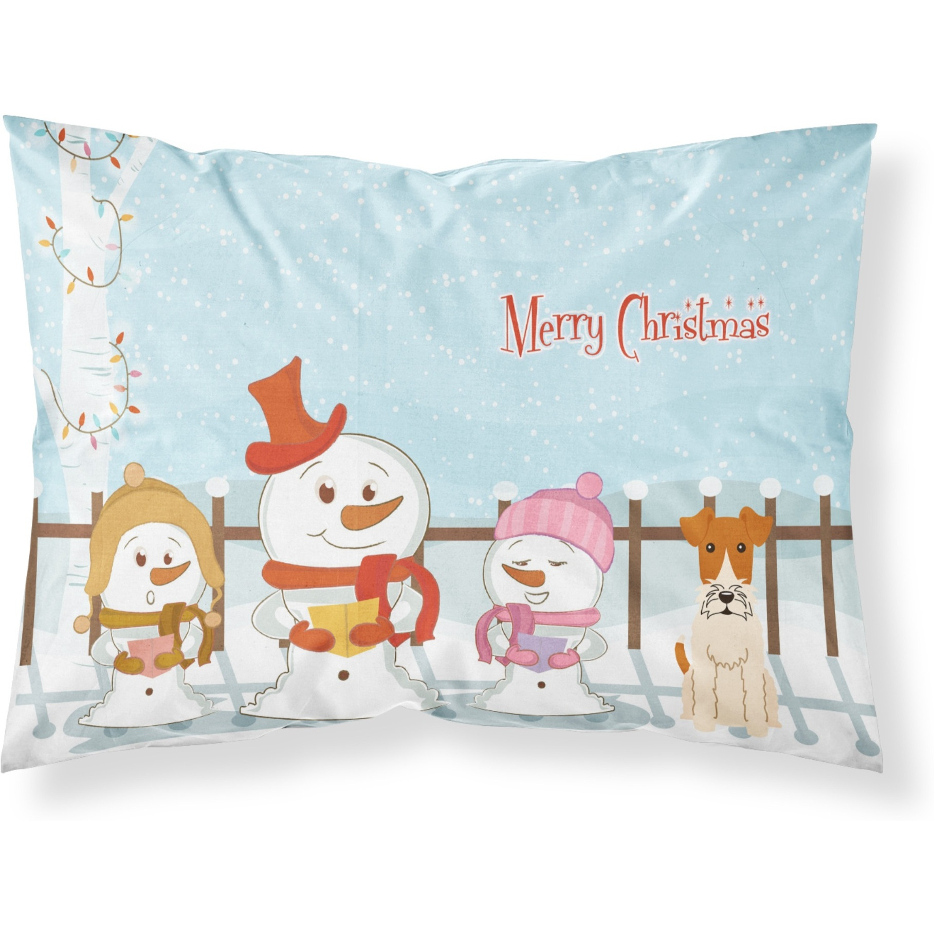 Caroline's Treasures Christmas Carolers Merry Wire Fox Terrier Fabric Standard Pillowcase BB2432PILLOWCASE