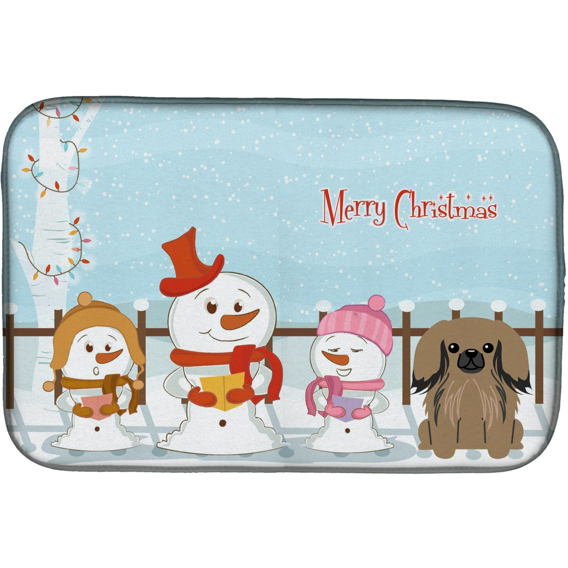 &quotCaroline's Treasures Merry Christmas Carolers Pekingnese Tan Dish Drying Mat, 14 x 21"