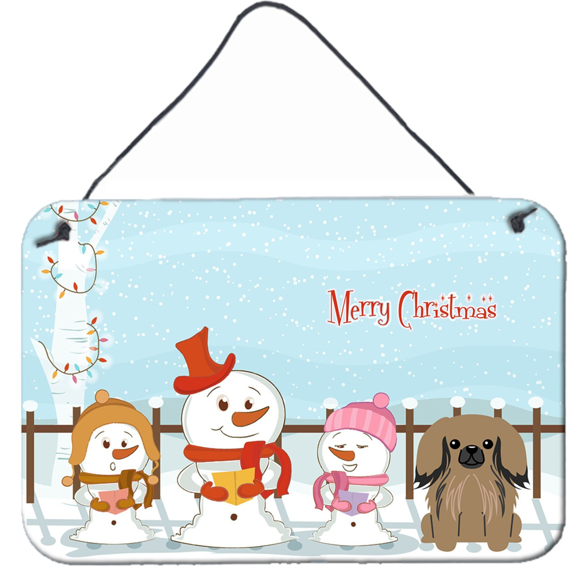 &quotCaroline's Treasures Merry Christmas Carolers Pekingnese Tan Wall or Door Hanging Prints BB2433DS812, 8"" x 12"", Multicolor"