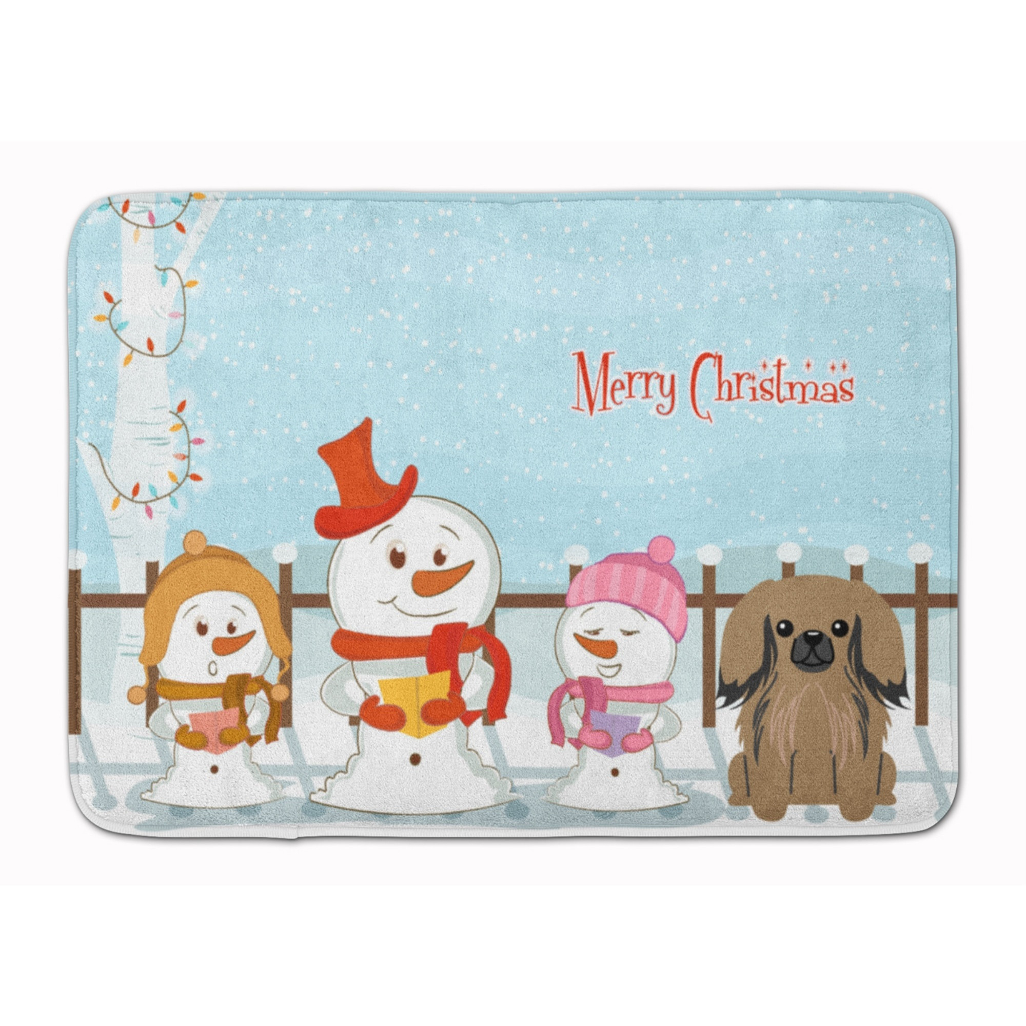 &quotCaroline's Treasures Merry Christmas Carolers Pekingnese Tan Floor Mat, 19"" x 27"", Multicolor"