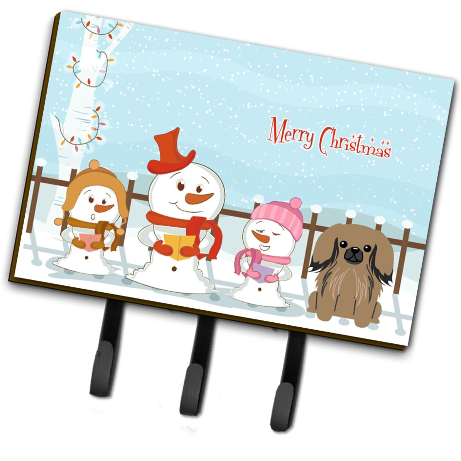 &quotCaroline's Treasures Christmas Carolers Merry Pekingnese Tan Leash or Key Holder BB2433TH68, Triple"