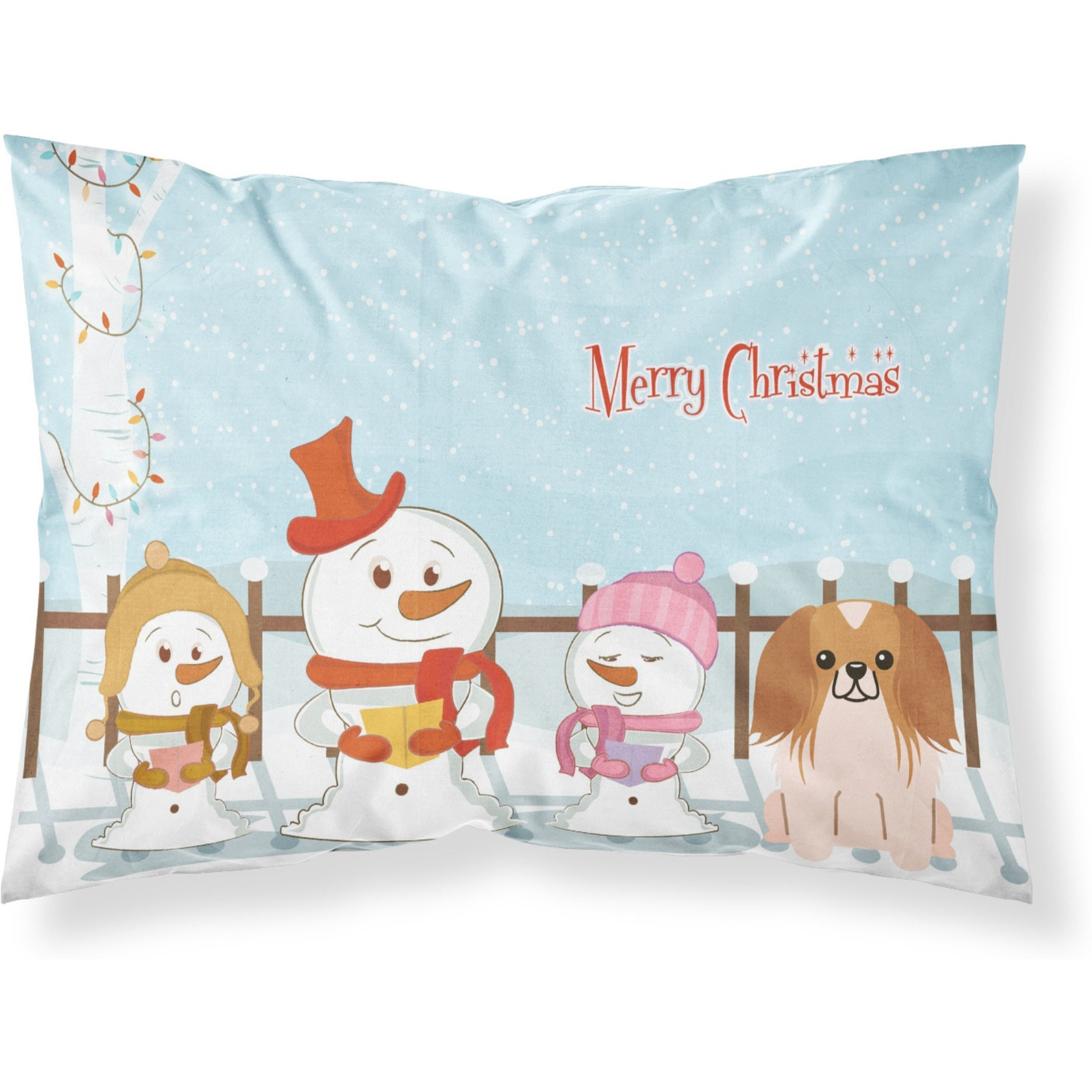 &quotCaroline's Treasures Merry Christmas Carolers Pekingnese Red White Fabric Standard Pillowcase BB2434PILLOWCASE, Multicolor"