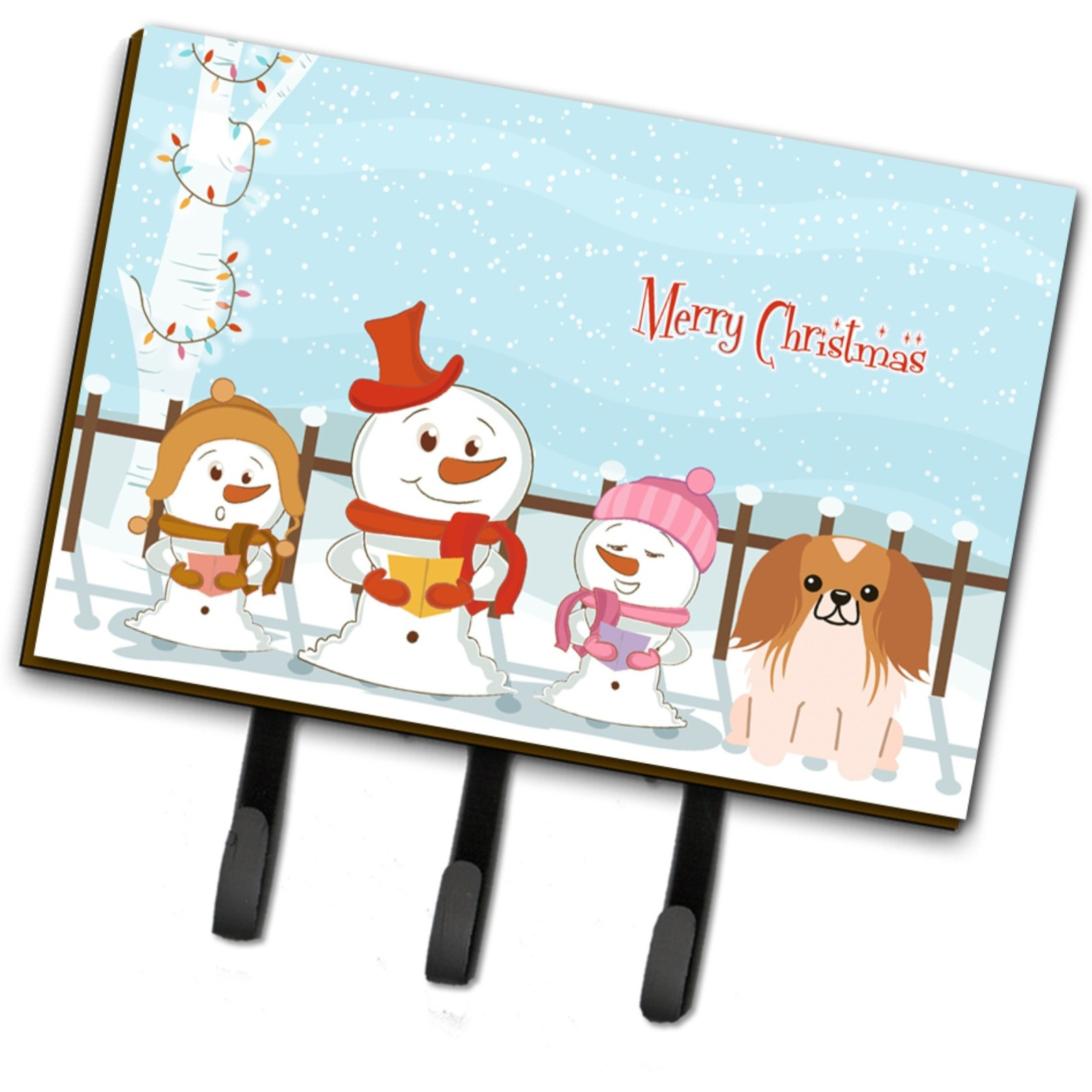 &quotCaroline's Treasures Merry Christmas Carolers Pekingnese Red White Leash or Key Holder BB2434TH68, Triple, Multicolor"