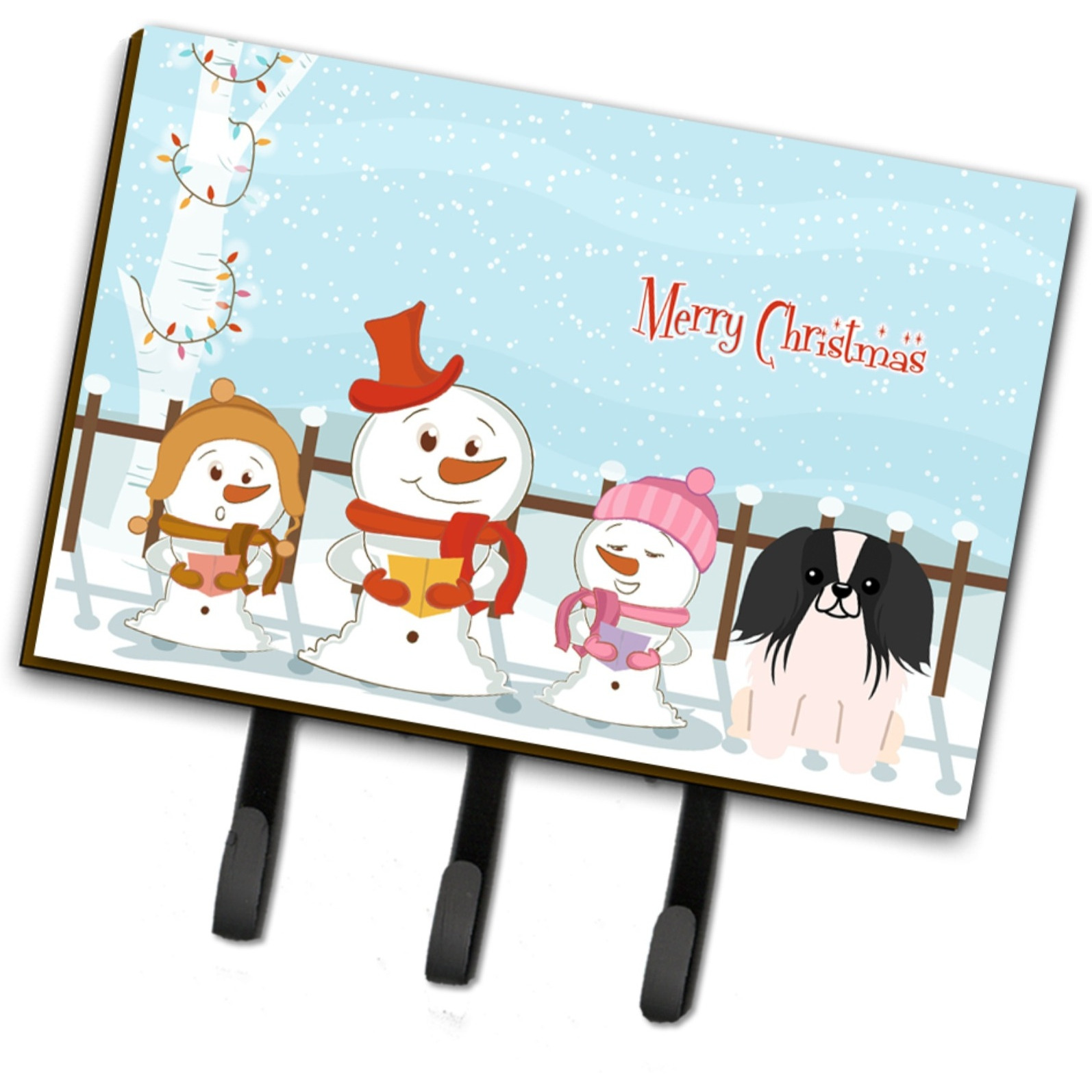 &quotCaroline's Treasures Merry Christmas Carolers Pekingnese Black White Leash or Key Holder BB2436TH68, Triple, Multicolor"