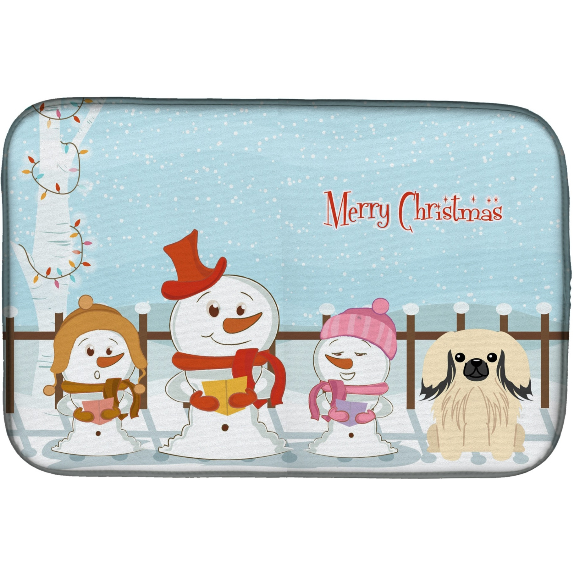 &quotCaroline's Treasures Merry Christmas Carolers Pekingese Cream Dish Drying Mat, 14 X 21"