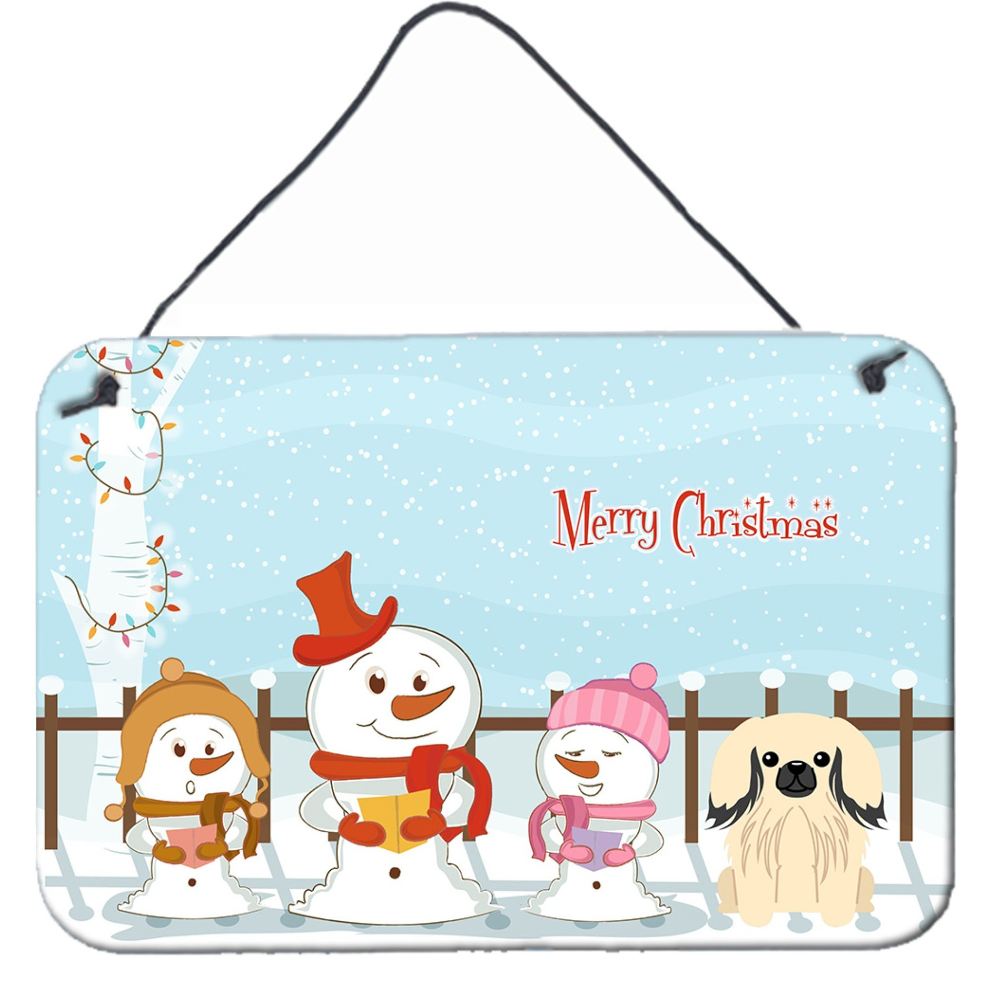 &quotCaroline's Treasures Christmas Carolers Merry Pekingnese Cream Wall or Door Hanging Prints BB2437DS812, 8"" x 12"""