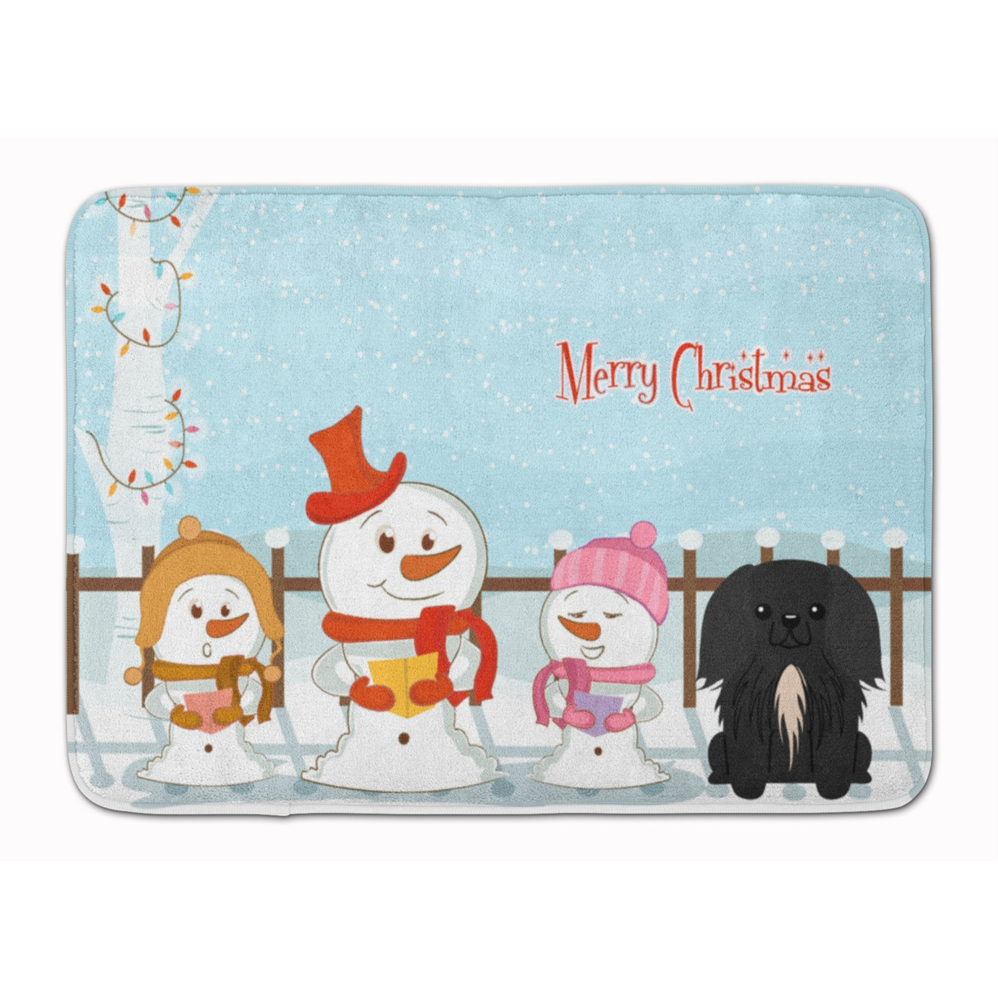 &quotCaroline's Treasures Merry Christmas Pekingnese Black Floor Mat, 19"" x 27"", Multicolor"