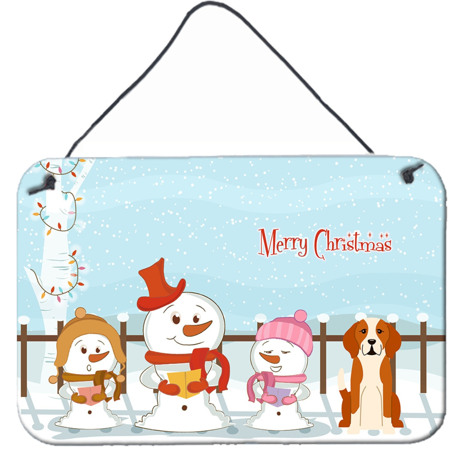 &quotCaroline's Treasures Christmas Carolers Merry English Foxhound Wall or Door Hanging Prints BB2441DS812, 8"" x 12"""