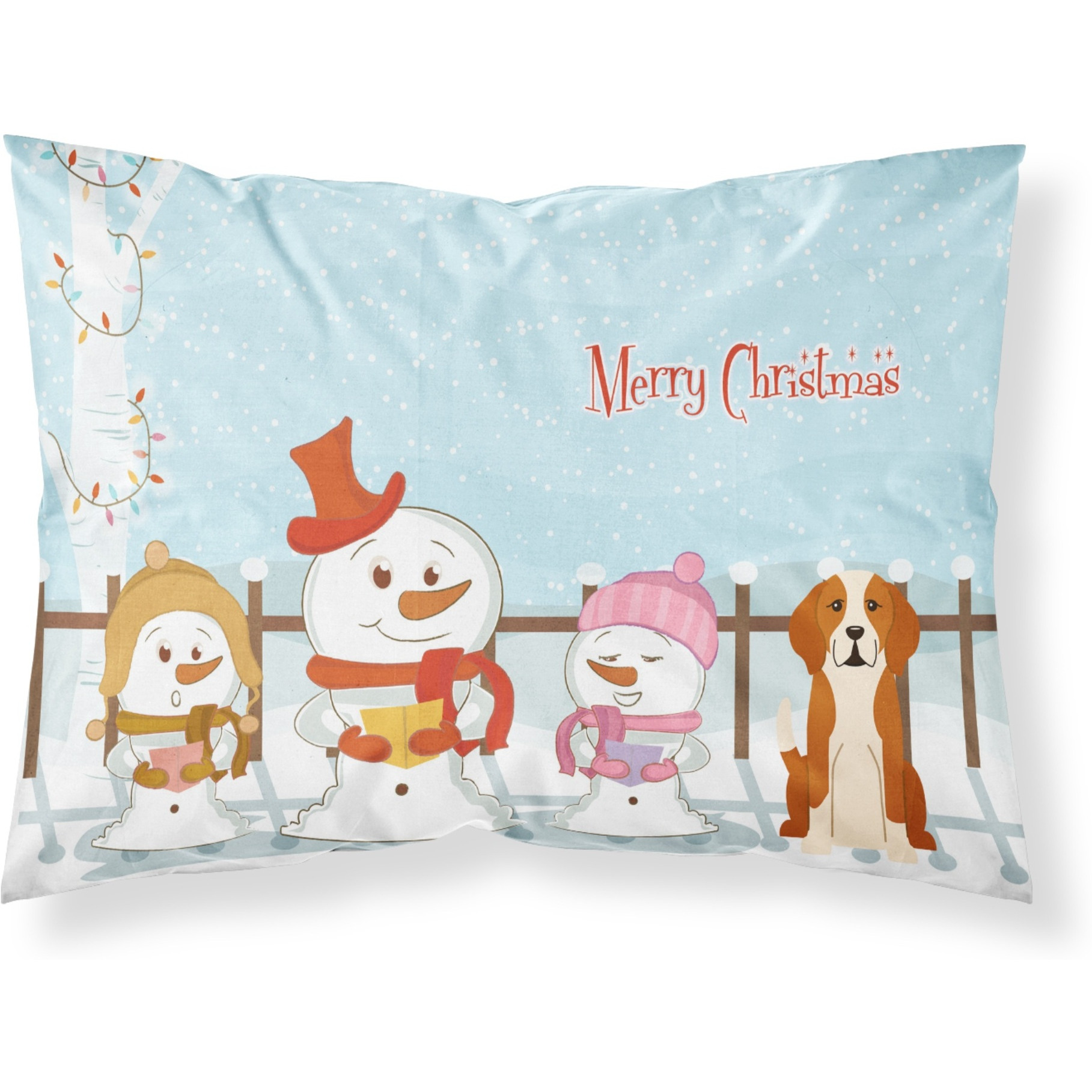 &quotCaroline's Treasures Merry Christmas Carolers English Foxhound Fabric Standard Pillowcase BB2441PILLOWCASE, Multicolor"