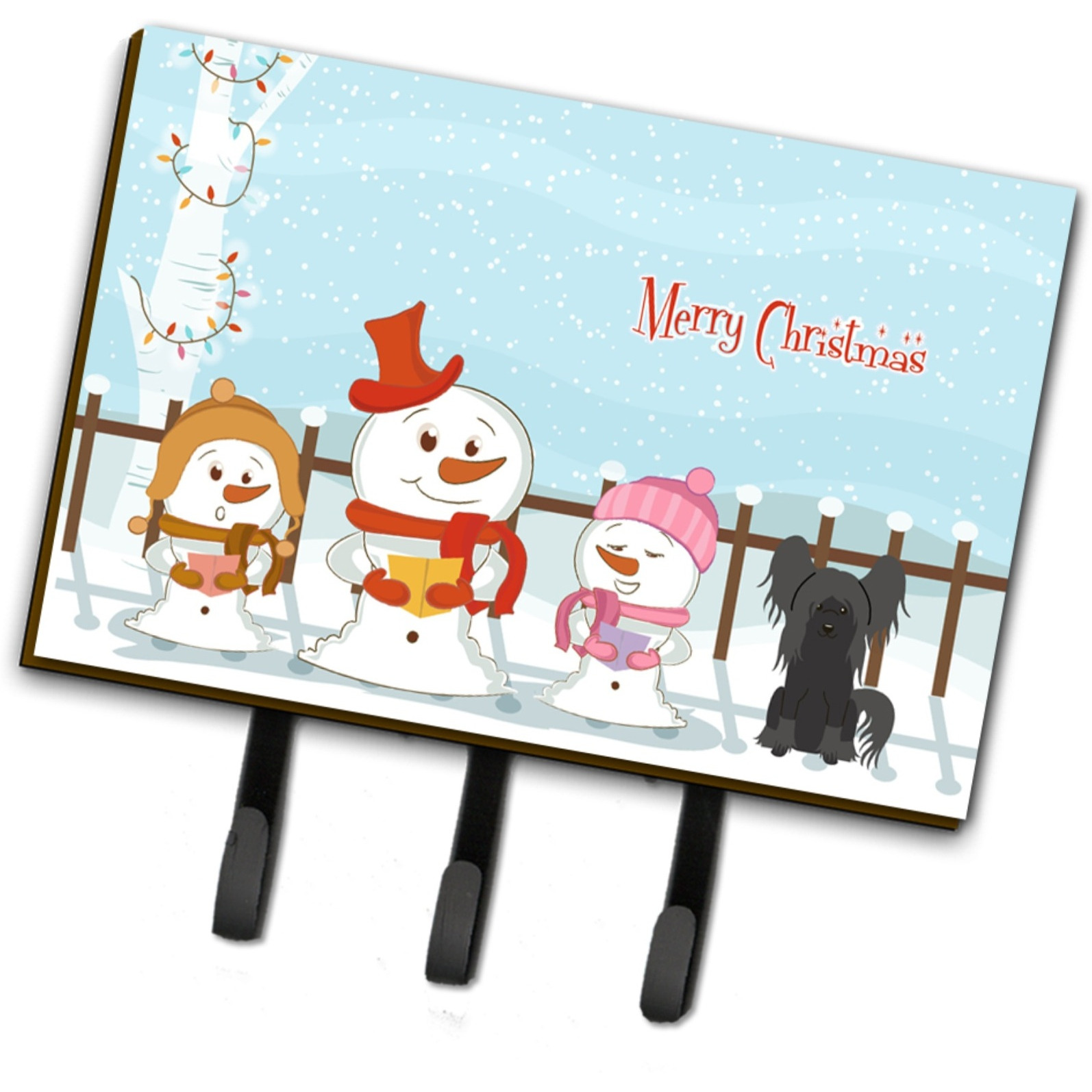 &quotCaroline's Treasures Merry Christmas Carolers Chinese Crested Black Leash or Key Holder BB2443TH68, Triple, Multicolor"