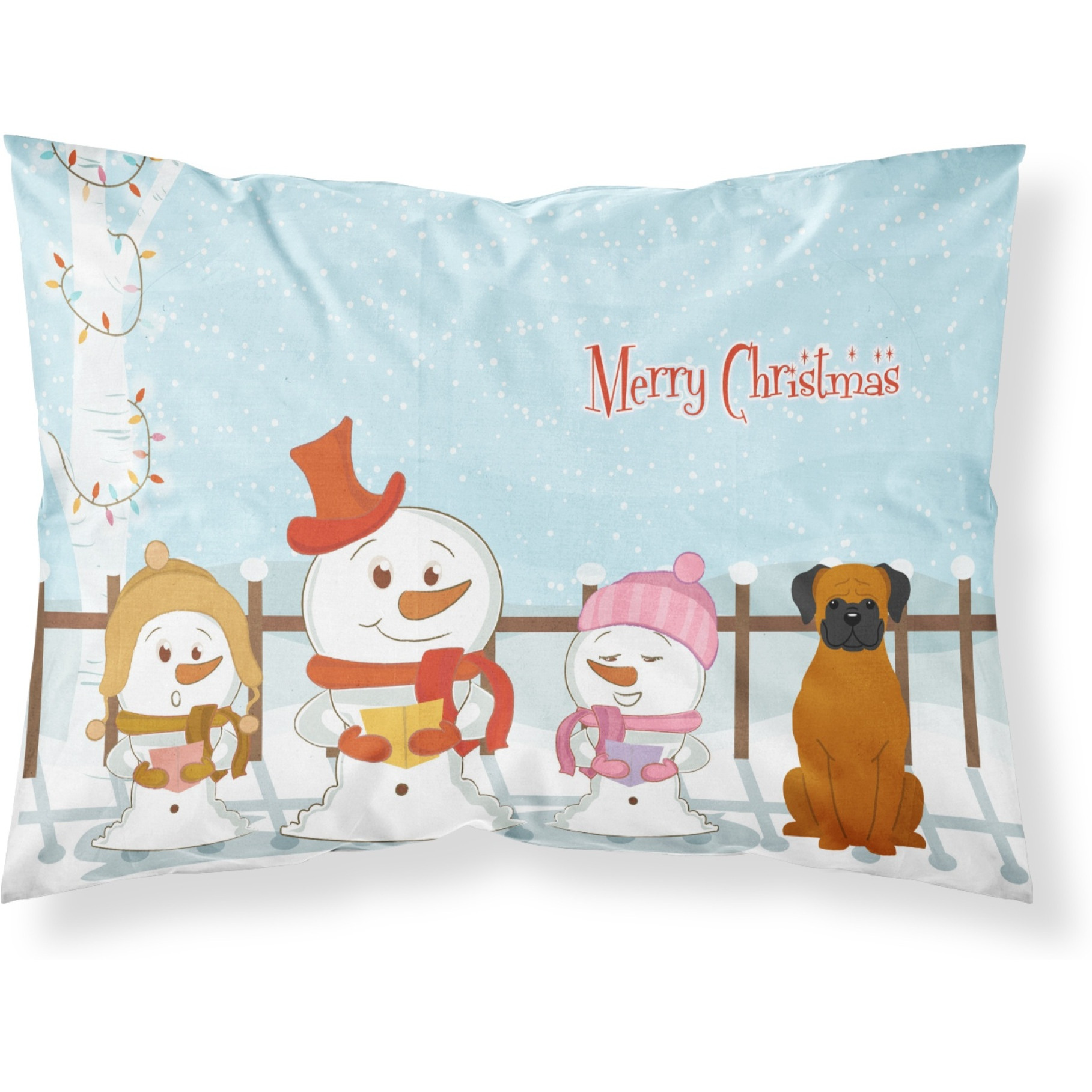 &quotCaroline's Treasures Merry Christmas Carolers Fawn Boxer Fabric Standard Pillowcase, Multicolor"