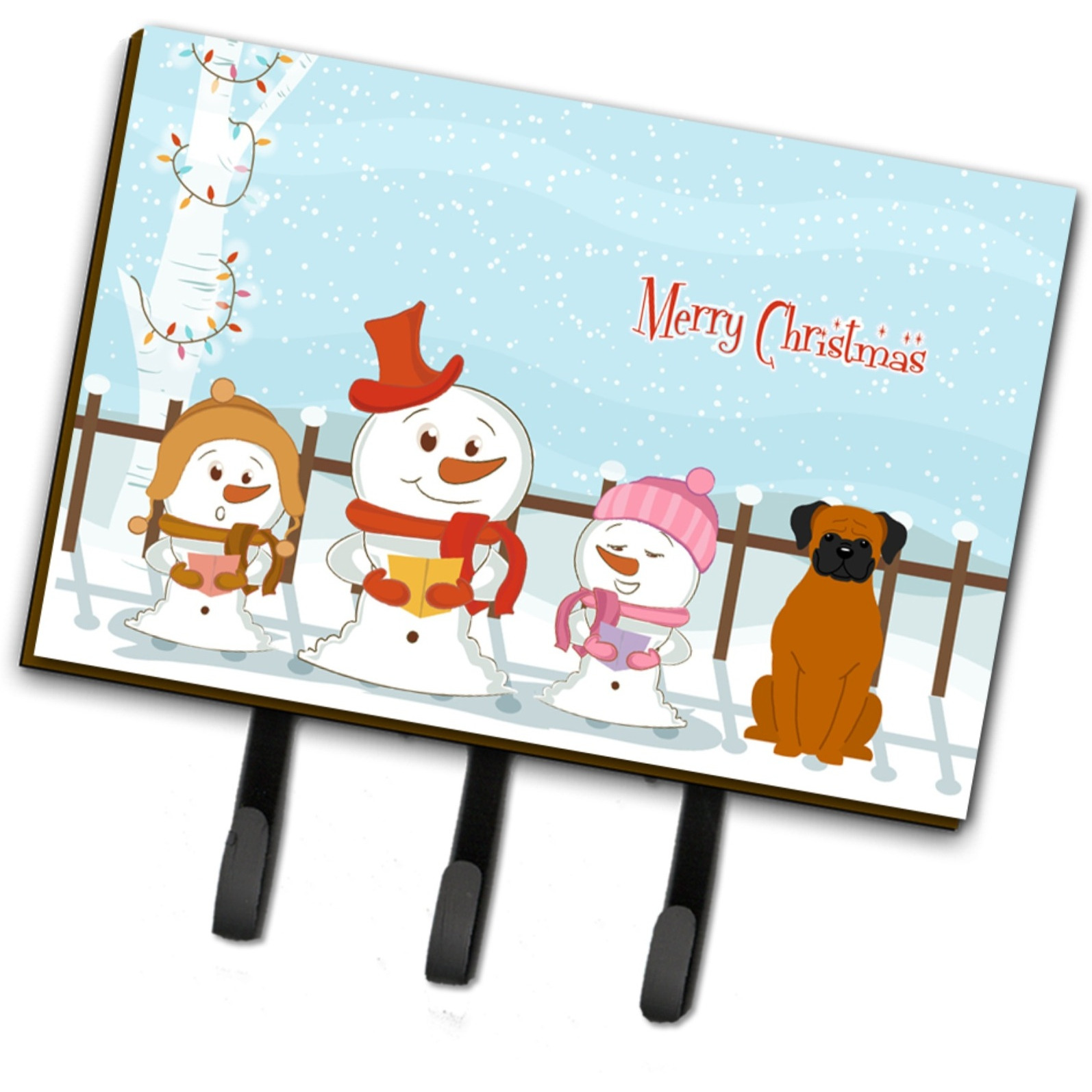 &quotCaroline's Treasures Christmas Carolers Merry Fawn Boxer Leash or Key Holder BB2446TH68, Triple"