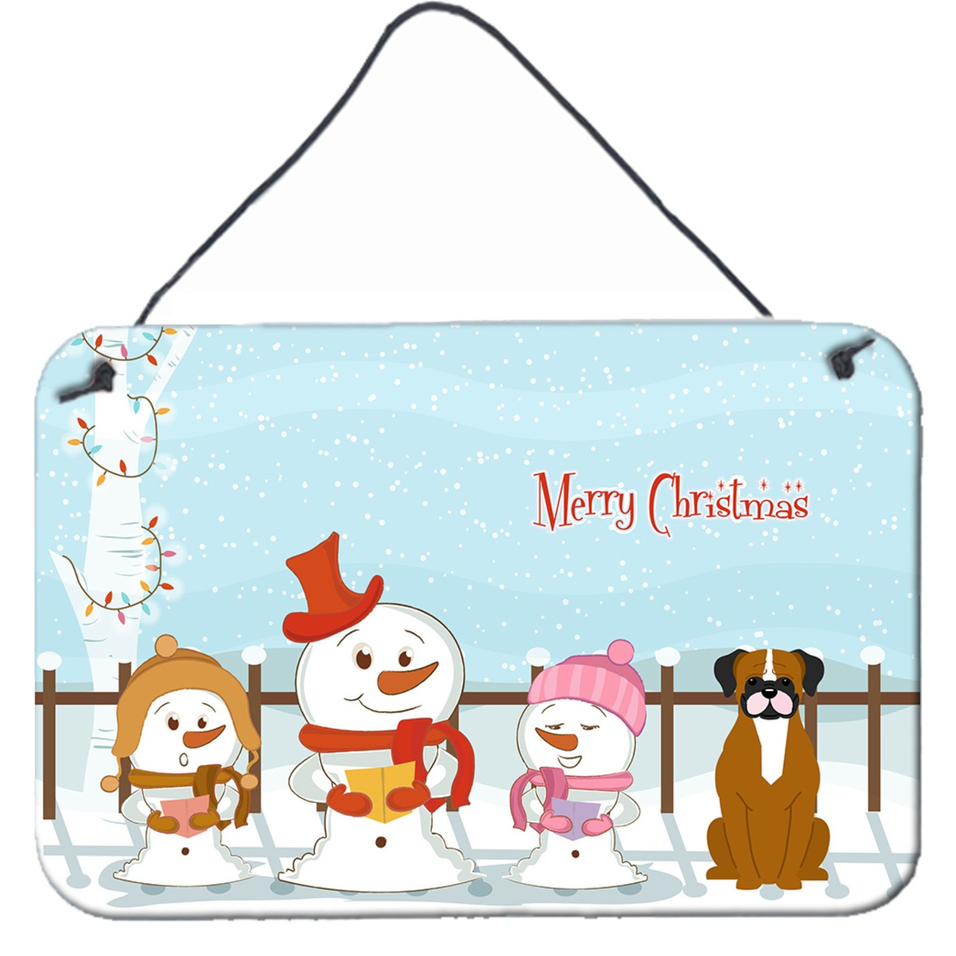 &quotCaroline's Treasures Christmas Carolers Merry Flashy Fawn Boxer Wall or Door Hanging Prints BB2447DS812, 8"" x 12"""