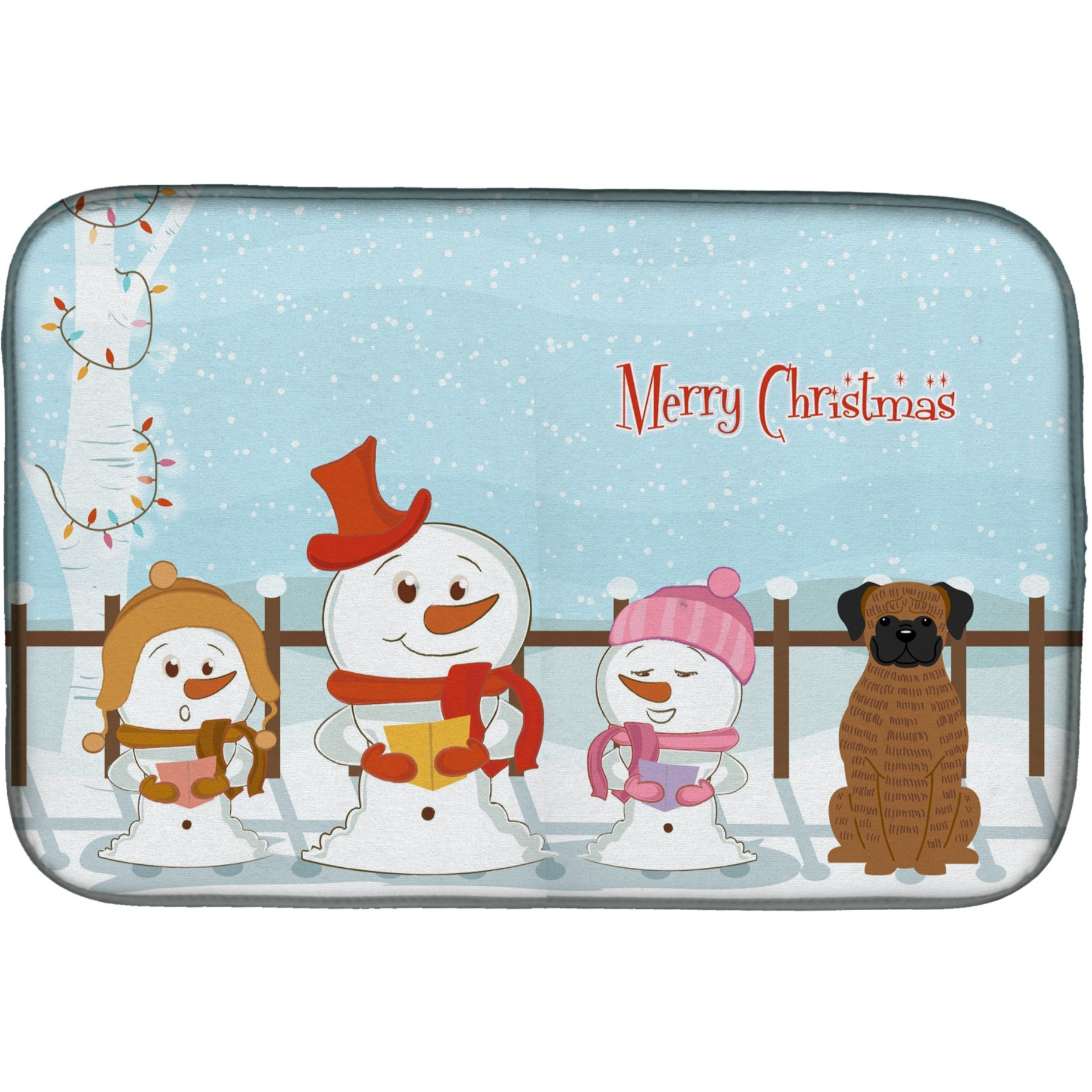 &quotCaroline's Treasures Merry Christmas Carolers Brindle Boxer Dish Drying Mat, 14"" x 21"""