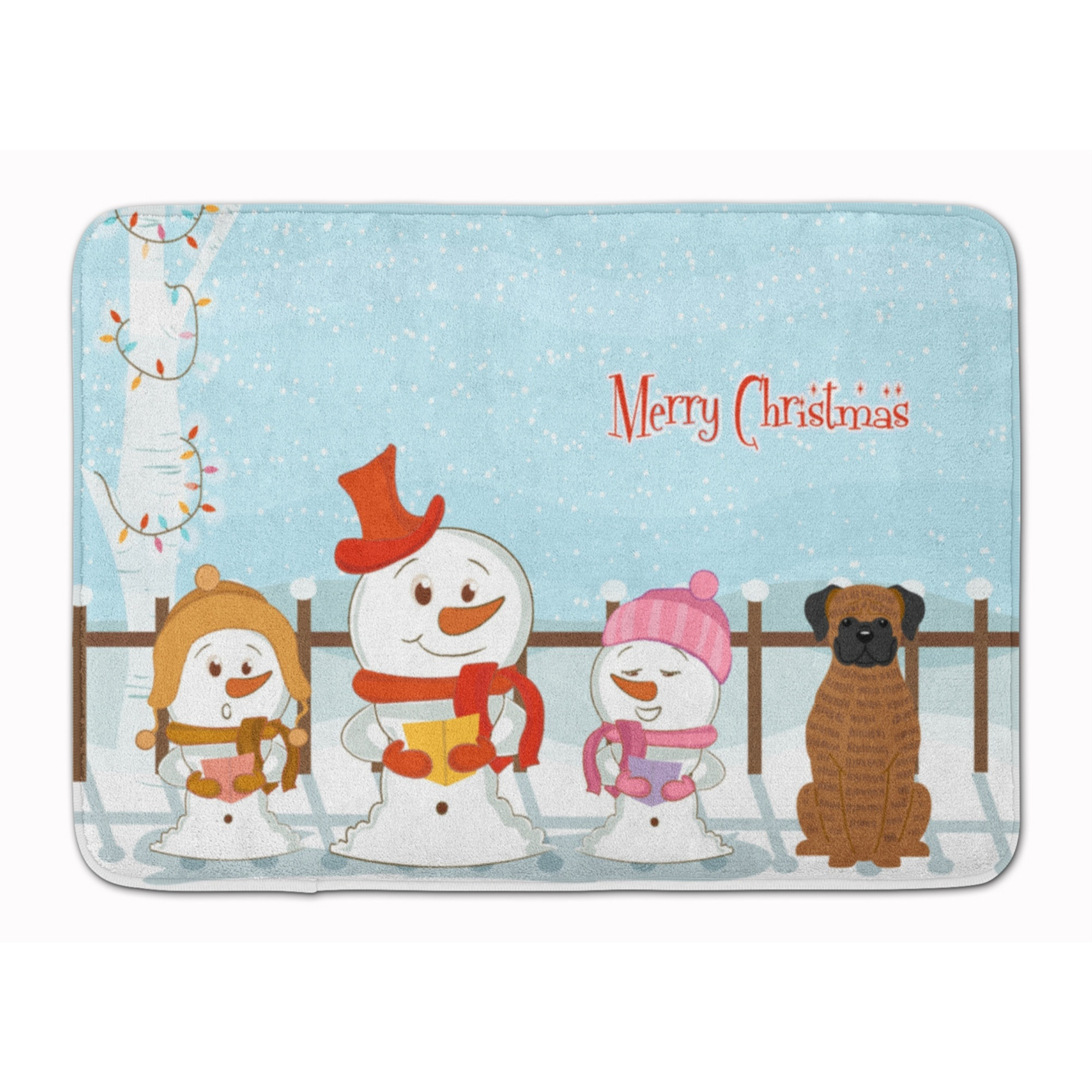 &quotCaroline's Treasures Merry Christmas Carolers Brindle Boxer Floor Mat, 19"" x 27"", Multicolor"