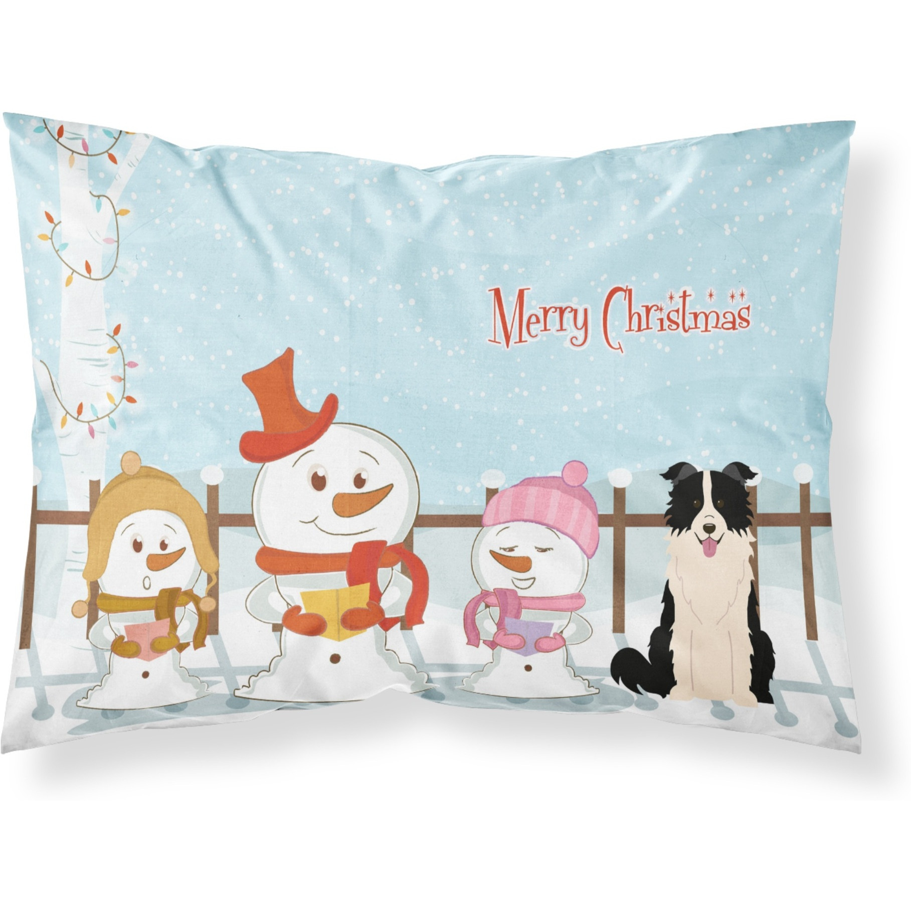 &quotCaroline's Treasures Merry Christmas Carolers Border Collie Black White Fabric Standard Pillowcase BB2449PILLOWCASE, Multicolor"