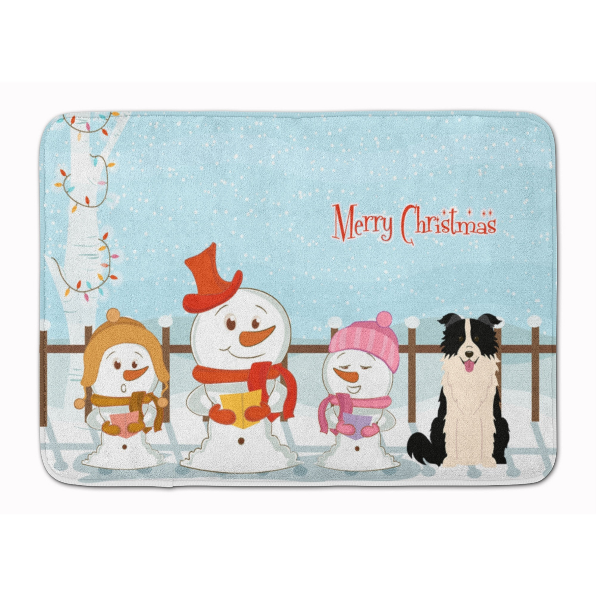 &quotCaroline's Treasures Christmas Border Collie Black White Floor Mat, 19"" x 27"", Multicolor"
