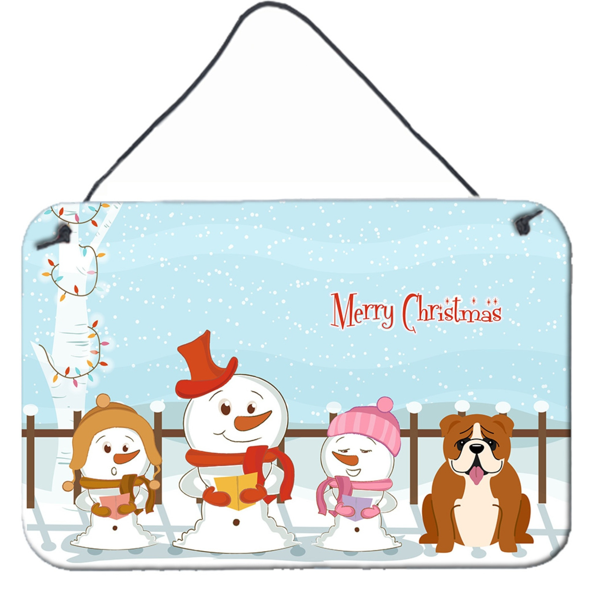 &quotCaroline's Treasures Merry Christmas Carolers English Bulldog Red White Wall or Door Hanging Prints BB2451DS812, 8"" x 12"", Multicolor"