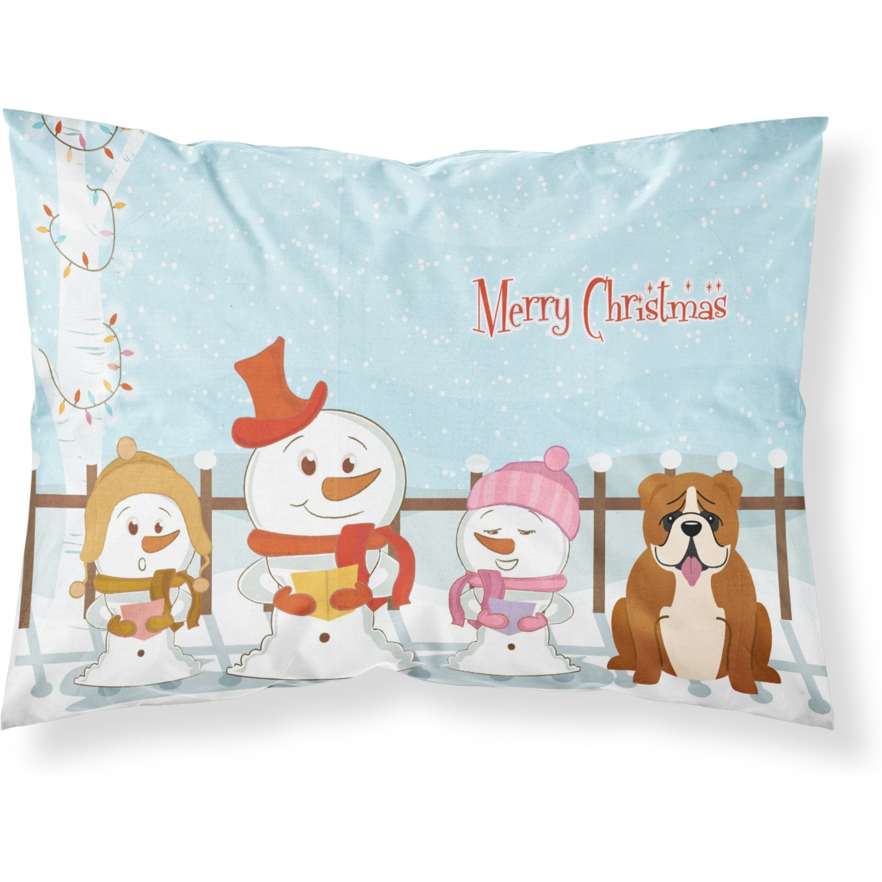 &quotCaroline's Treasures Merry Christmas Carolers English Bulldog Red White Fabric Standard Pillowcase BB2451PILLOWCASE, Multicolor"