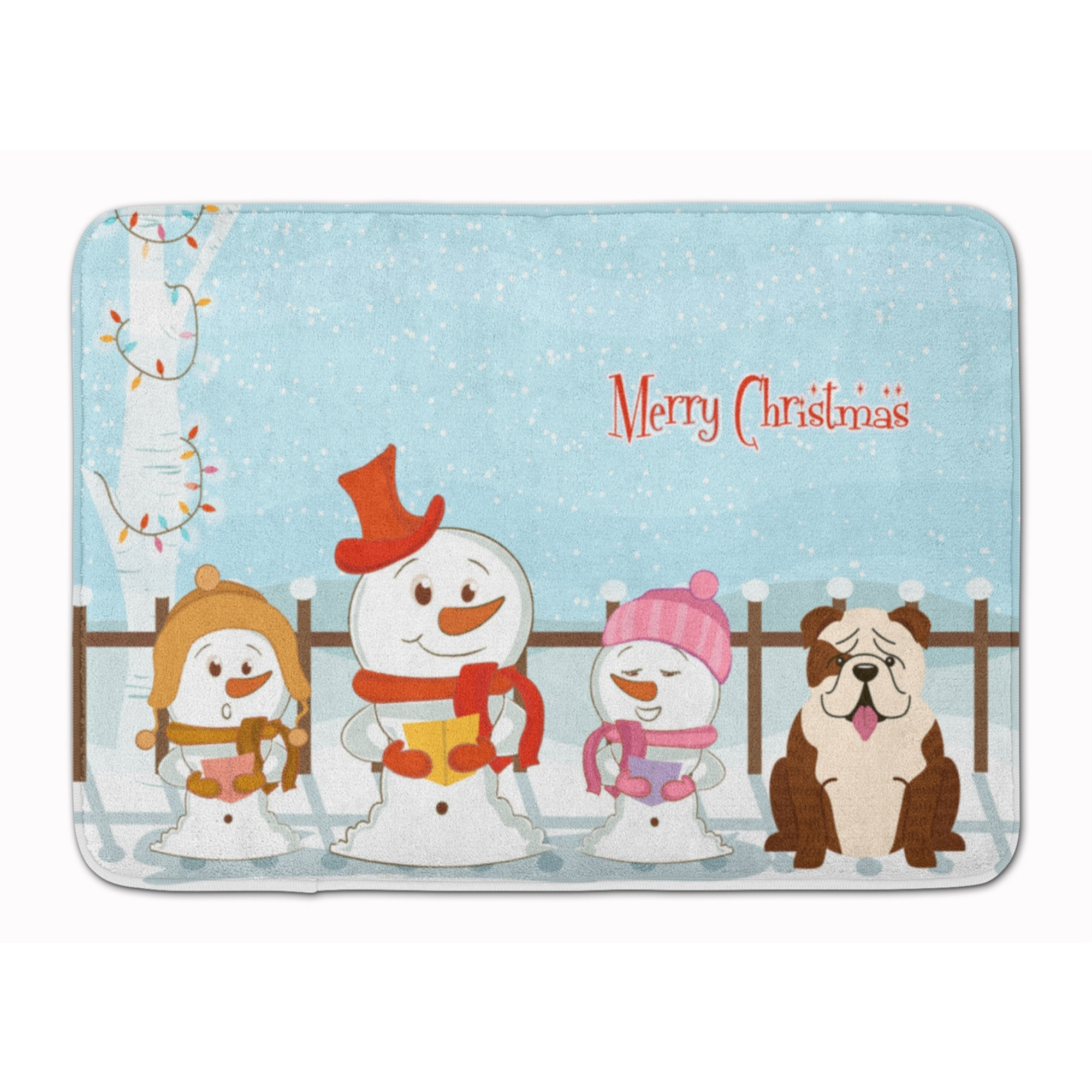 &quotCaroline's Treasures Christmas English Bulldog Brindle White Floor Mat, 19"" x 27"", Multicolor"