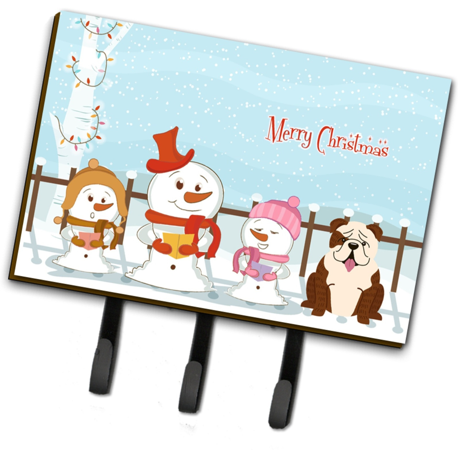 &quotCaroline's Treasures Christmas Carolers Merry English Bulldog Brindle White Leash or Key Holder BB2452TH68, Triple"