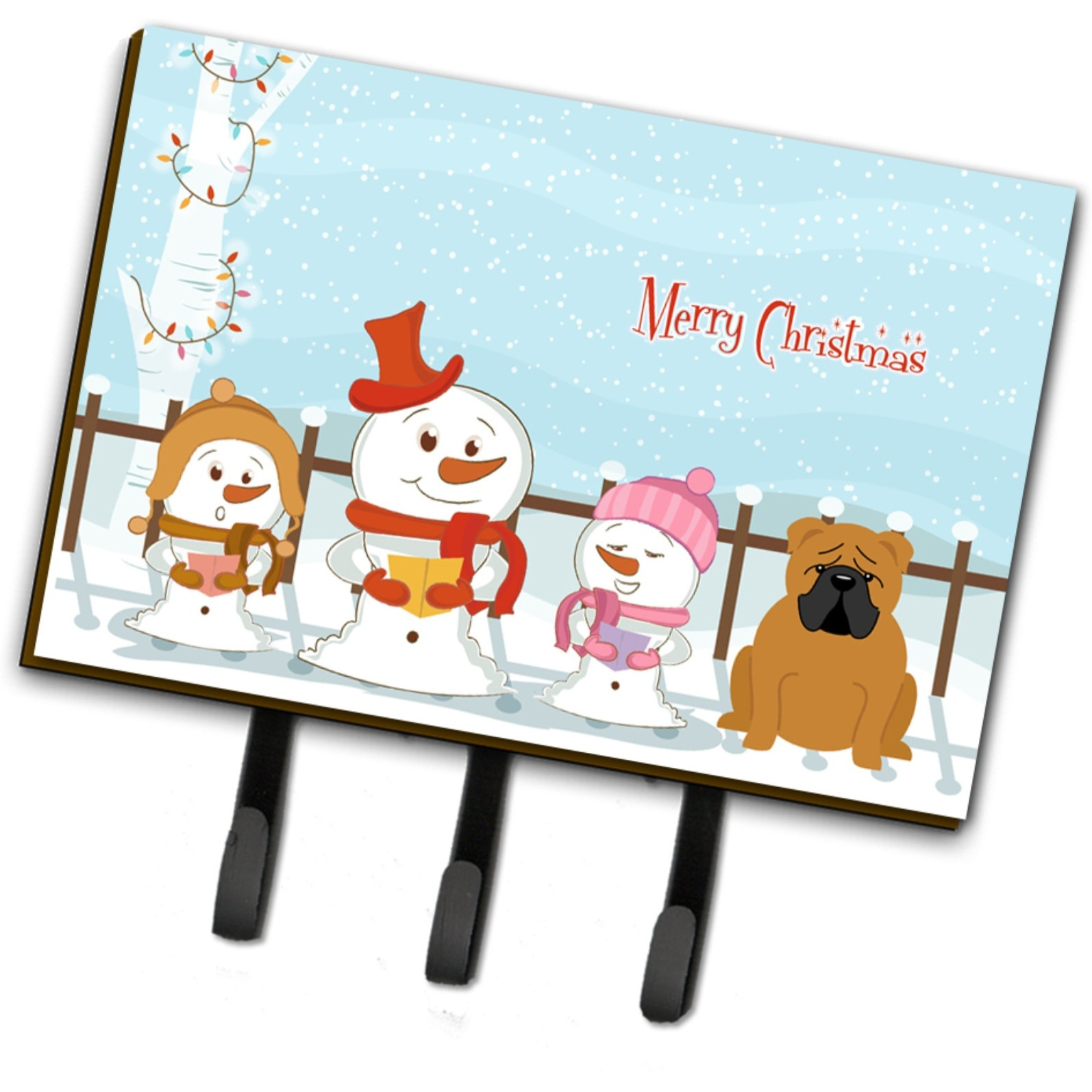 &quotCaroline's Treasures Merry Christmas Carolers English Bulldog Red Leash or Key Holder BB2453TH68, Triple, Multicolor"