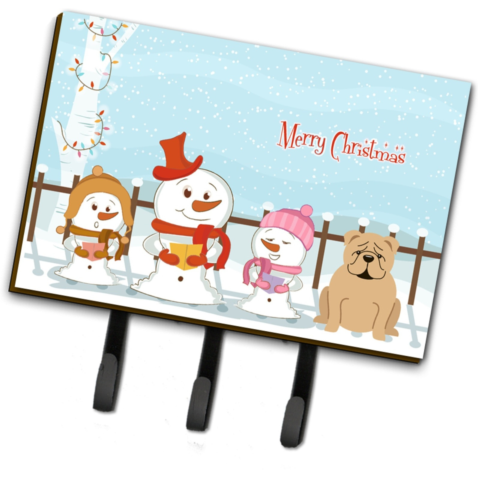 &quotCaroline's Treasures Merry Christmas Carolers English Bulldog Fawn Leash or Key Holder BB2455TH68, Triple, Multicolor"