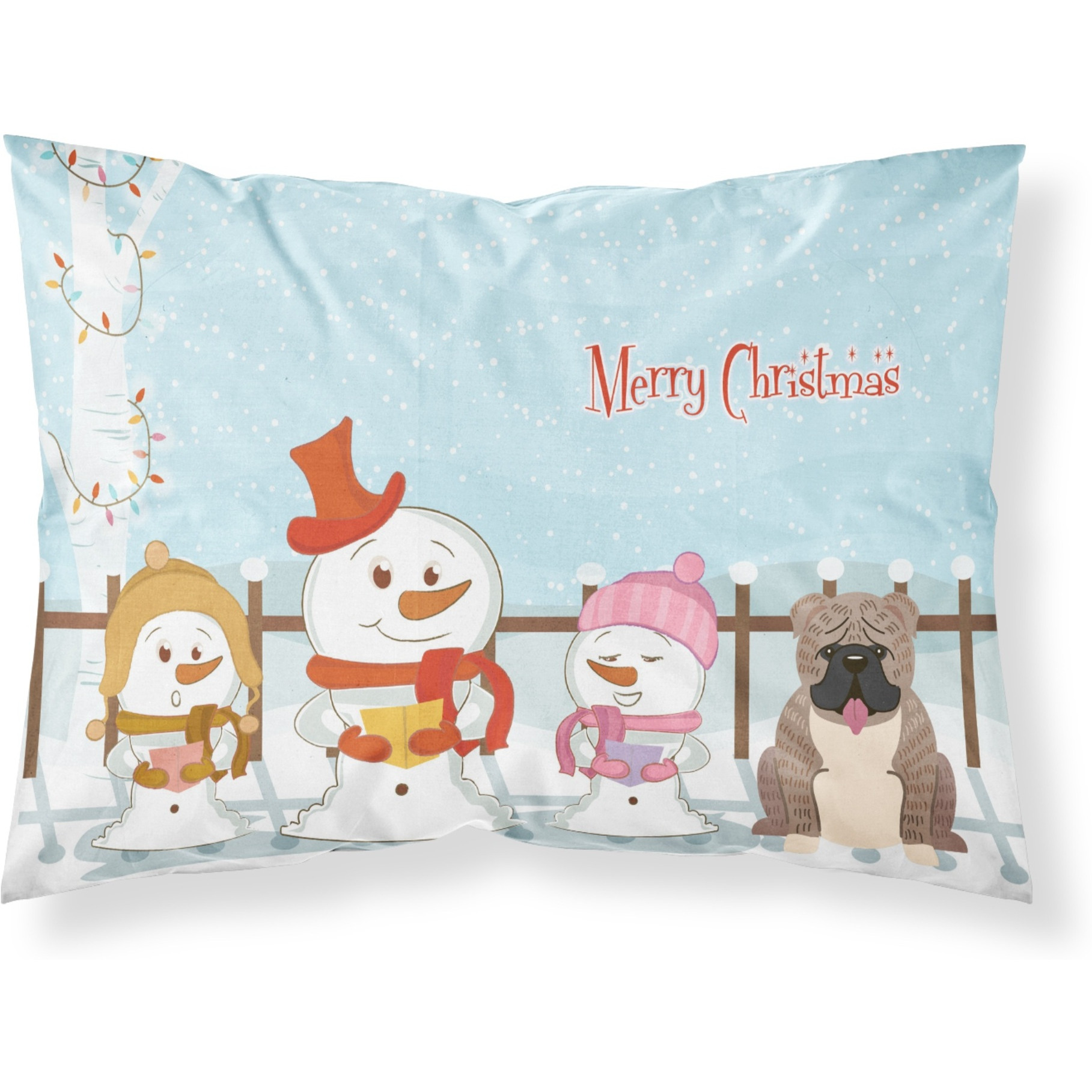 &quotCaroline's Treasures Merry Christmas Carolers English Bulldog Grey Brindle Fabric Standard Pillowcase BB2457PILLOWCASE, Multicolor"