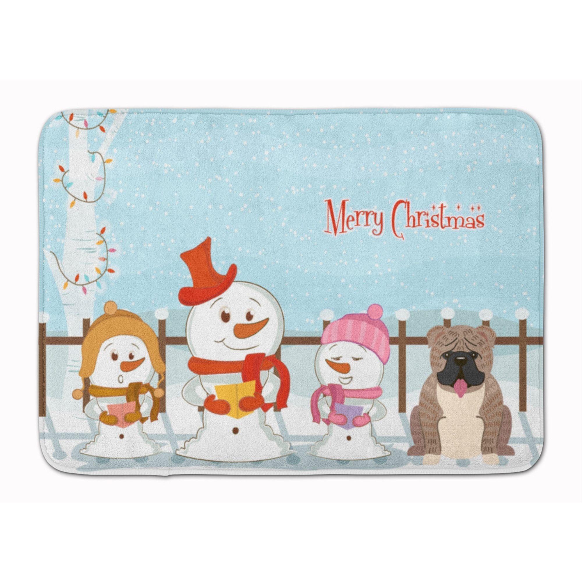 &quotCaroline's Treasures Christmas English Bulldog Grey Brindle Floor Mat, 19"" x 27"", Multicolor"