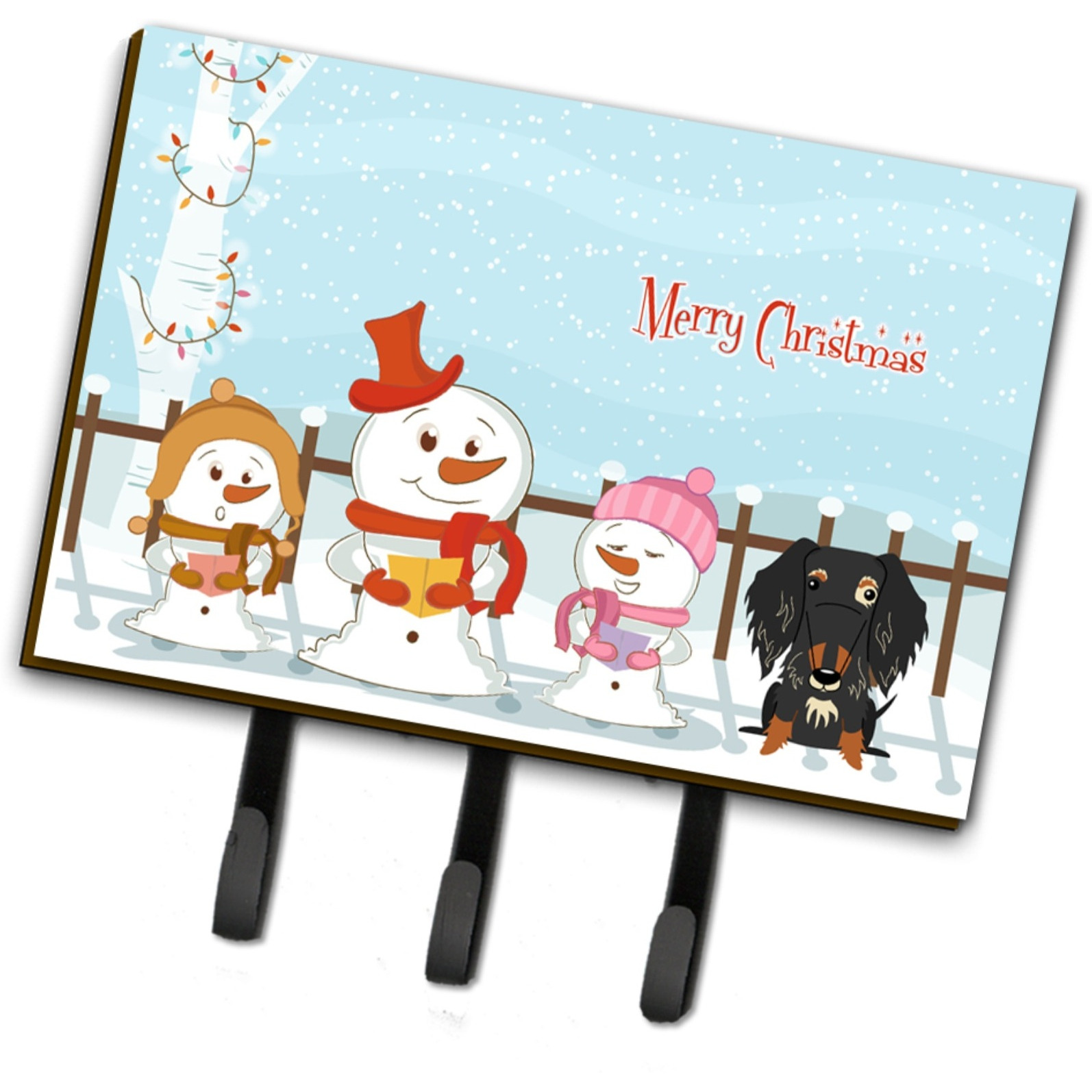 &quotCaroline's Treasures Merry Christmas Carolers Wire Haired Dachshund Dapple Leash or Key Holder BB2459TH68, Triple, Multicolor"