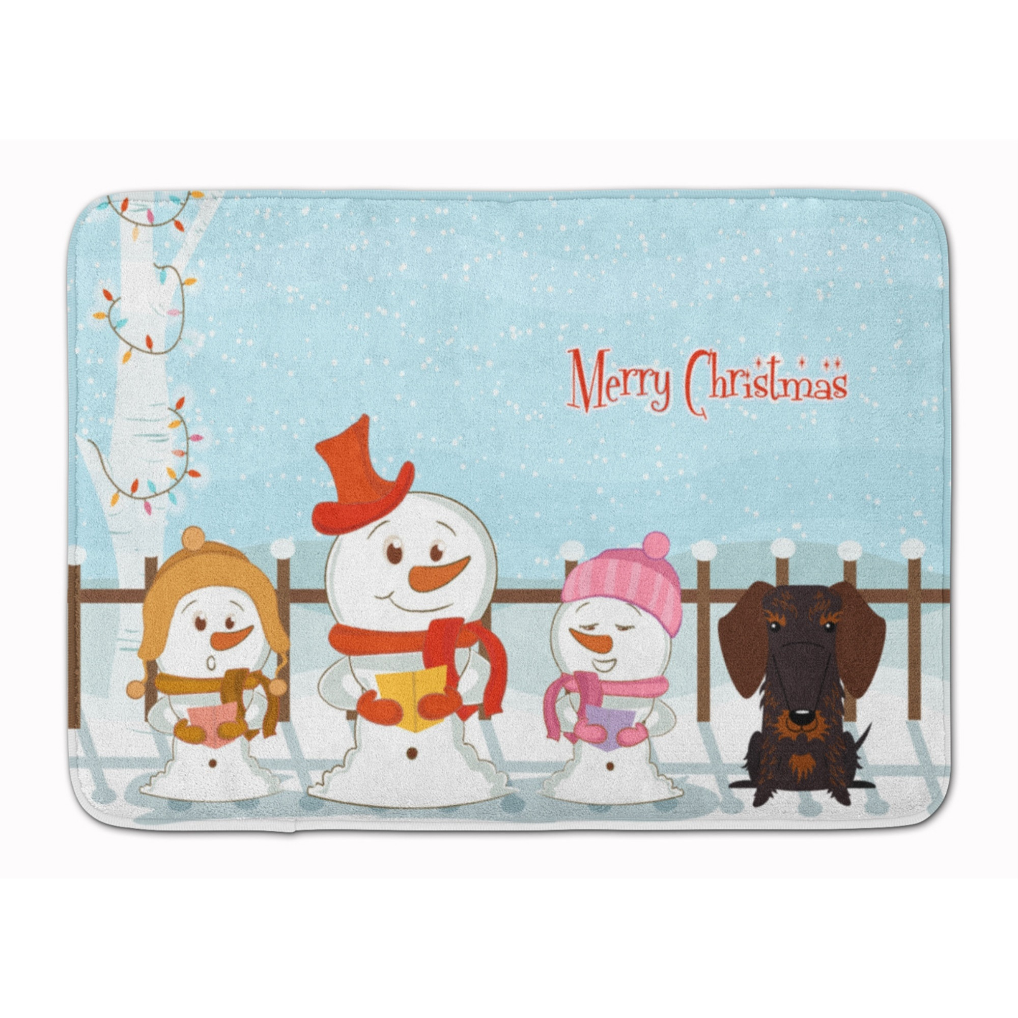 &quotCaroline's Treasures Christmas Wire Hair Dachshund Chocolate Floor Mat, 19"" x 27"", Multicolor"
