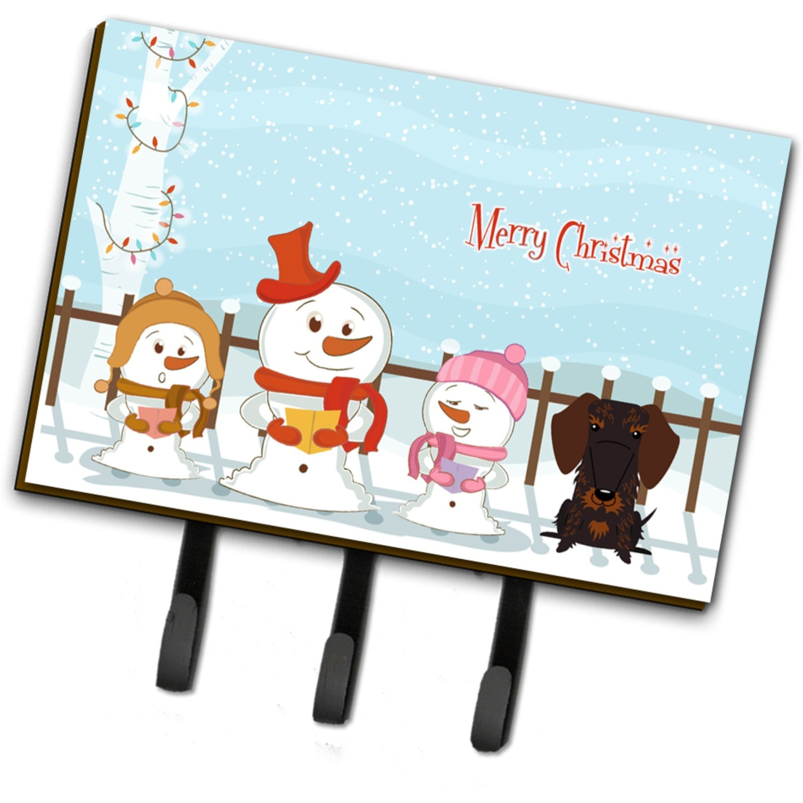 &quotCaroline's Treasures Christmas Carolers Merry Wire Haired Dachshund Chocolate Leash or Key Holder BB2460TH68, Triple"