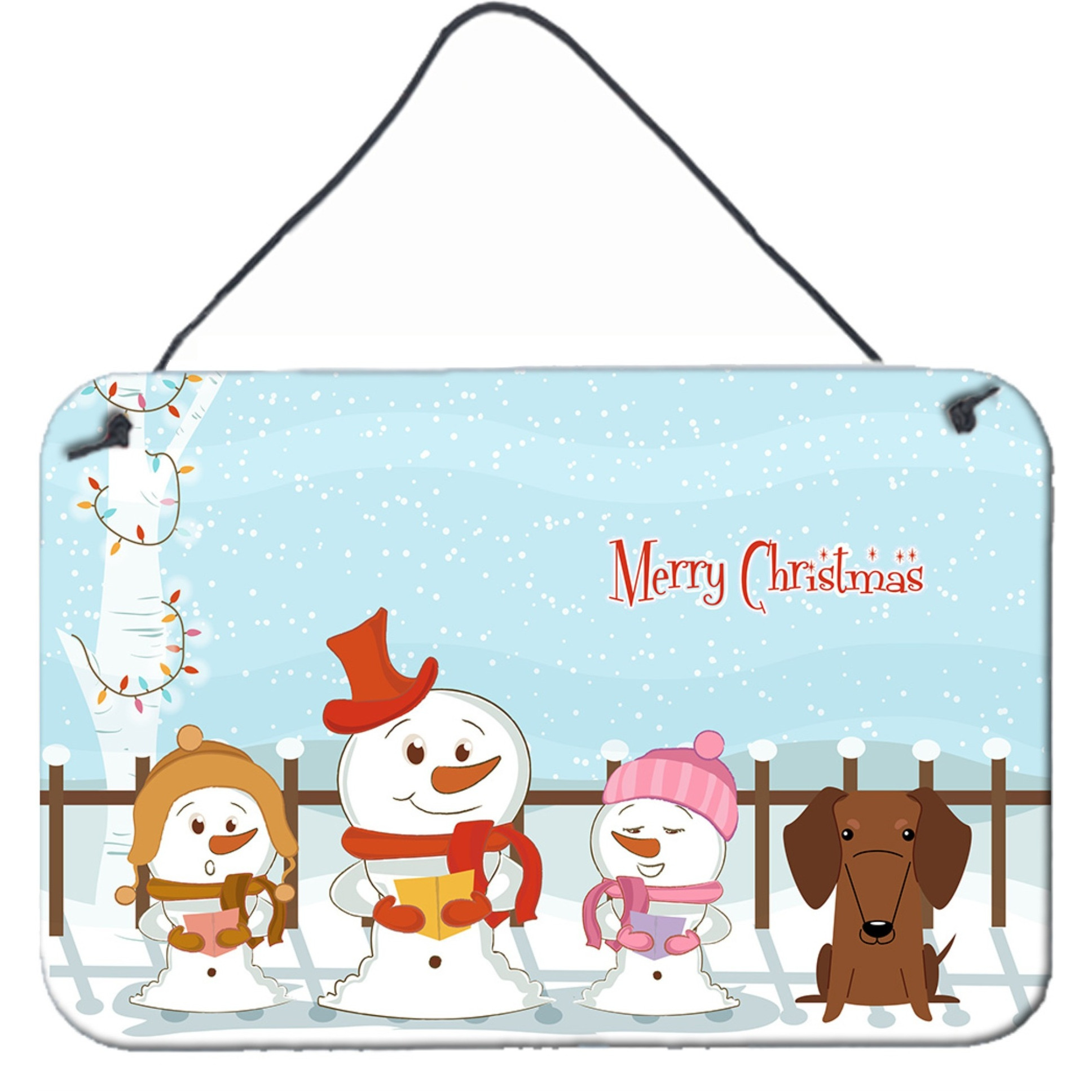 &quotCaroline's Treasures Christmas Carolers Merry Dachshund Red Brown Wall or Door Hanging Prints BB2461DS812, 8"" x 12"""