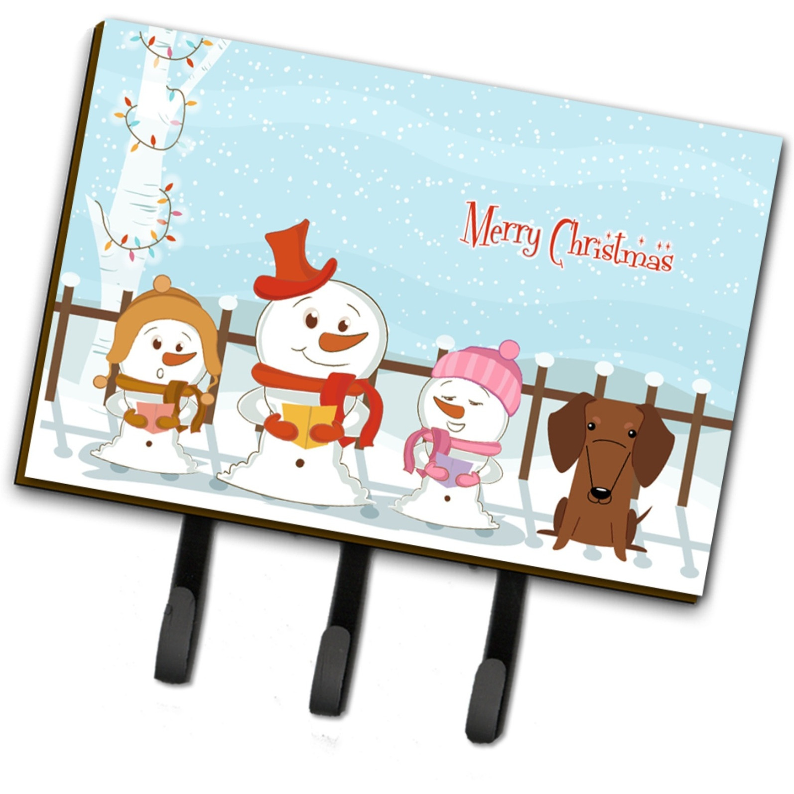 &quotCaroline's Treasures Merry Christmas Carolers Dachshund Red Brown Leash or Key Holder BB2461TH68, Triple, Multicolor"