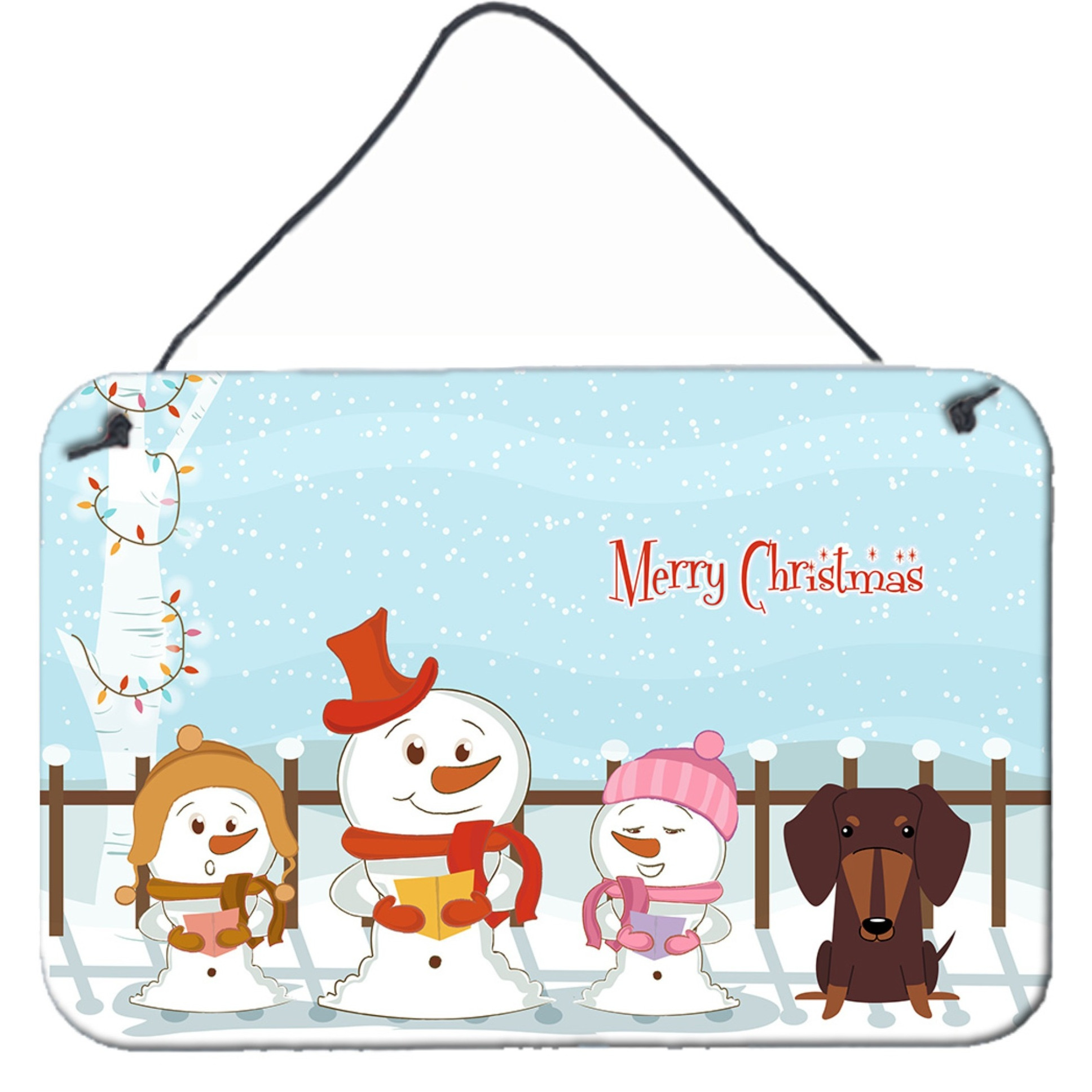 &quotCaroline's Treasures Merry Christmas Carolers Dachshund Chocolate Wall or Door Hanging Prints BB2462DS812, 8"" x 12"", Multicolor"