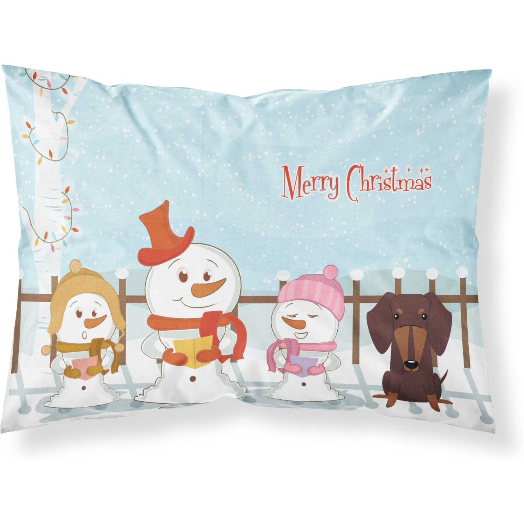 &quotCaroline's Treasures Merry Christmas Carolers Dachshund Chocolate Fabric Standard Pillowcase BB2462PILLOWCASE, Multicolor"