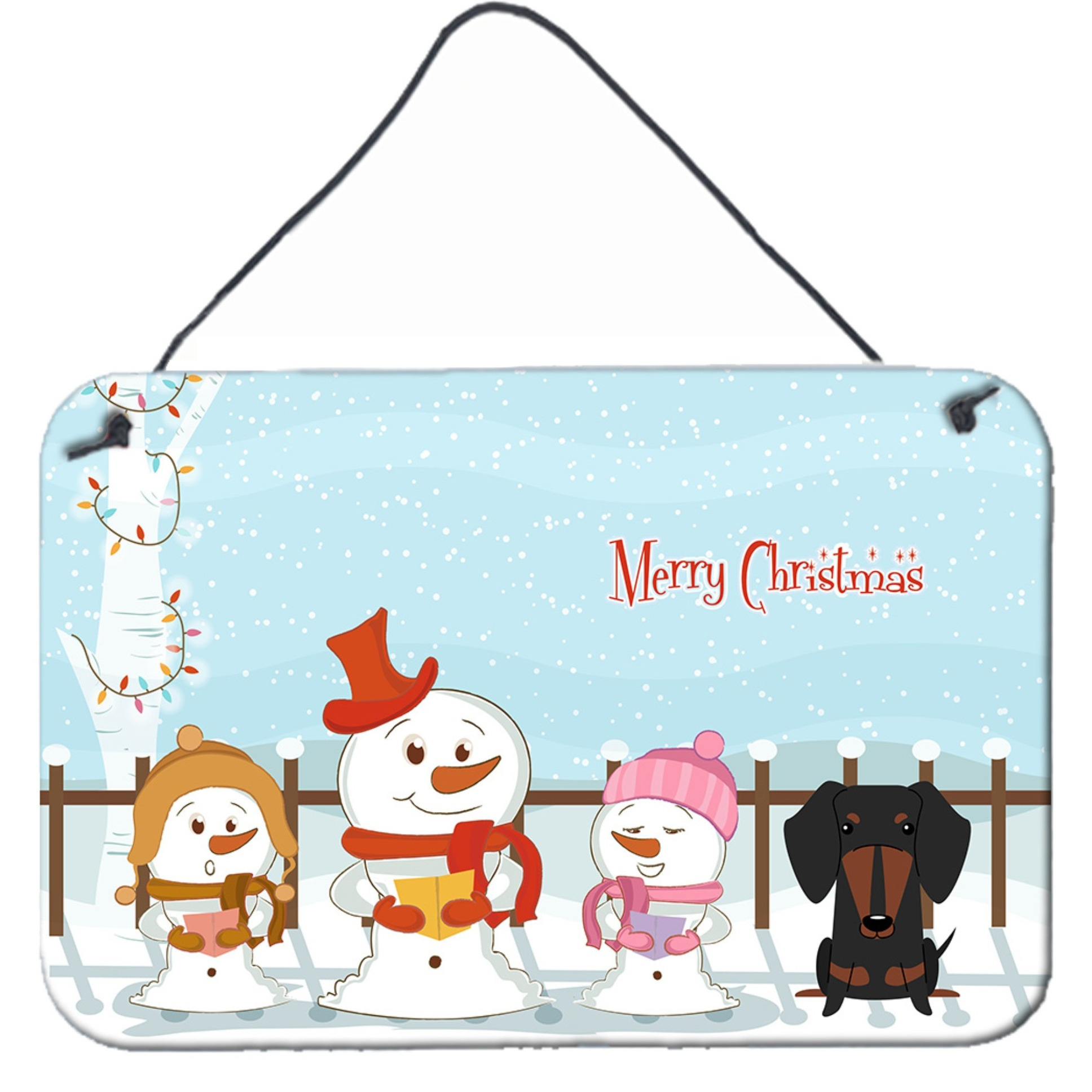 &quotCaroline's Treasures Christmas Carolers Merry Dachshund Black Tan Wall or Door Hanging Prints BB2463DS812, 8"" x 12"""