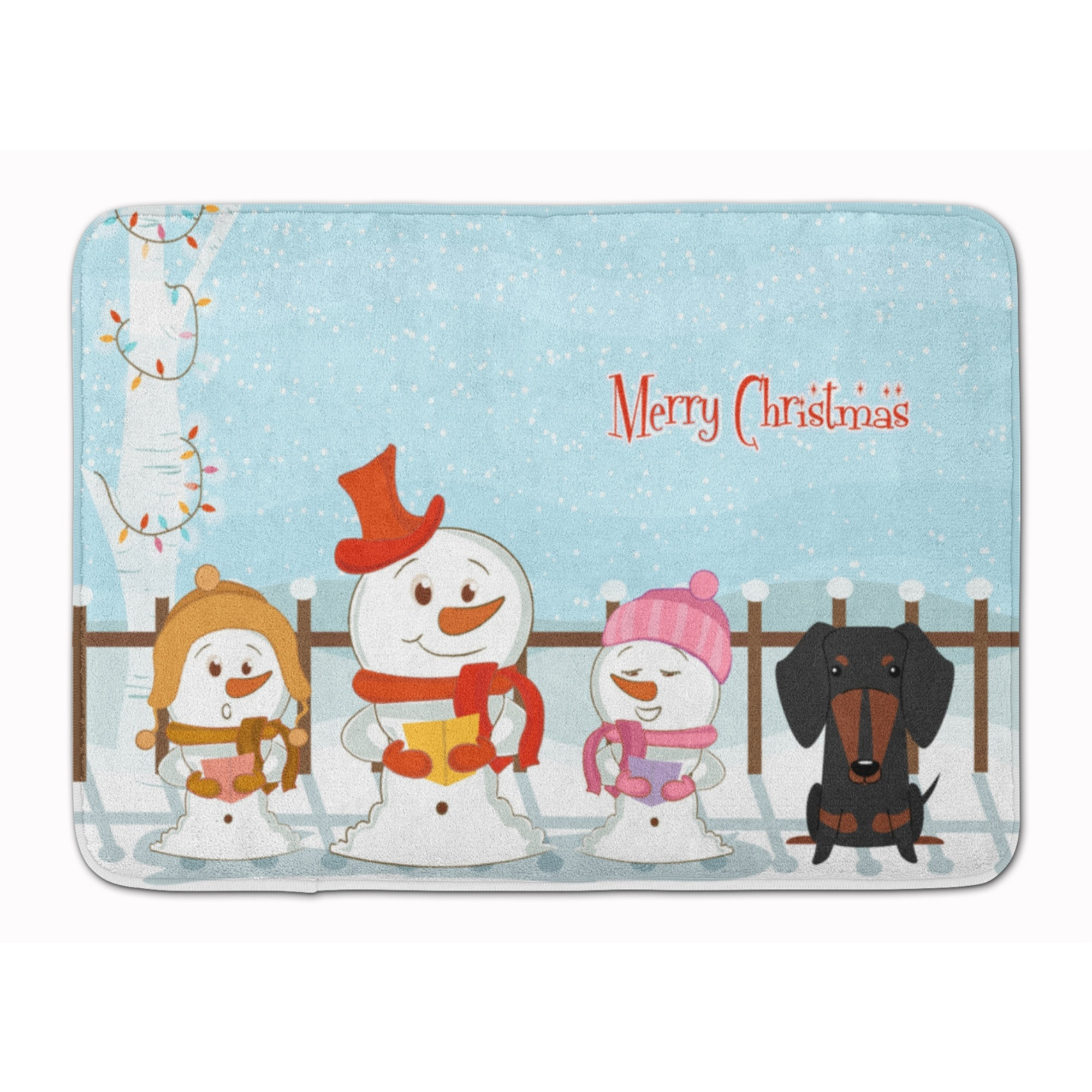 &quotCaroline's Treasures Merry Christmas Dachshund Black Tan Floor Mat, 19"" x 27"", Multicolor"